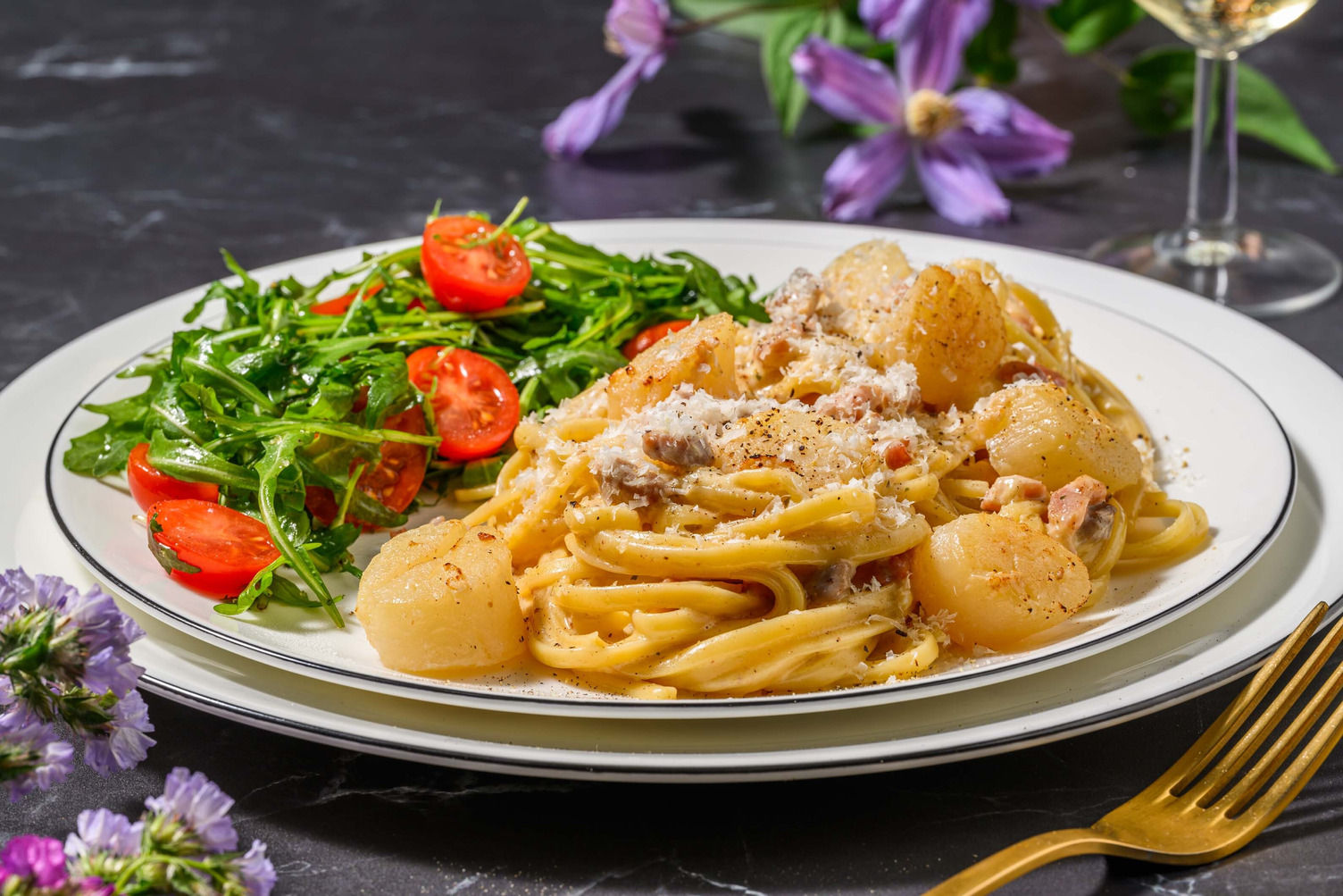 Seared Scallop and Creamy Bacon Linguine Recipe HelloFresh