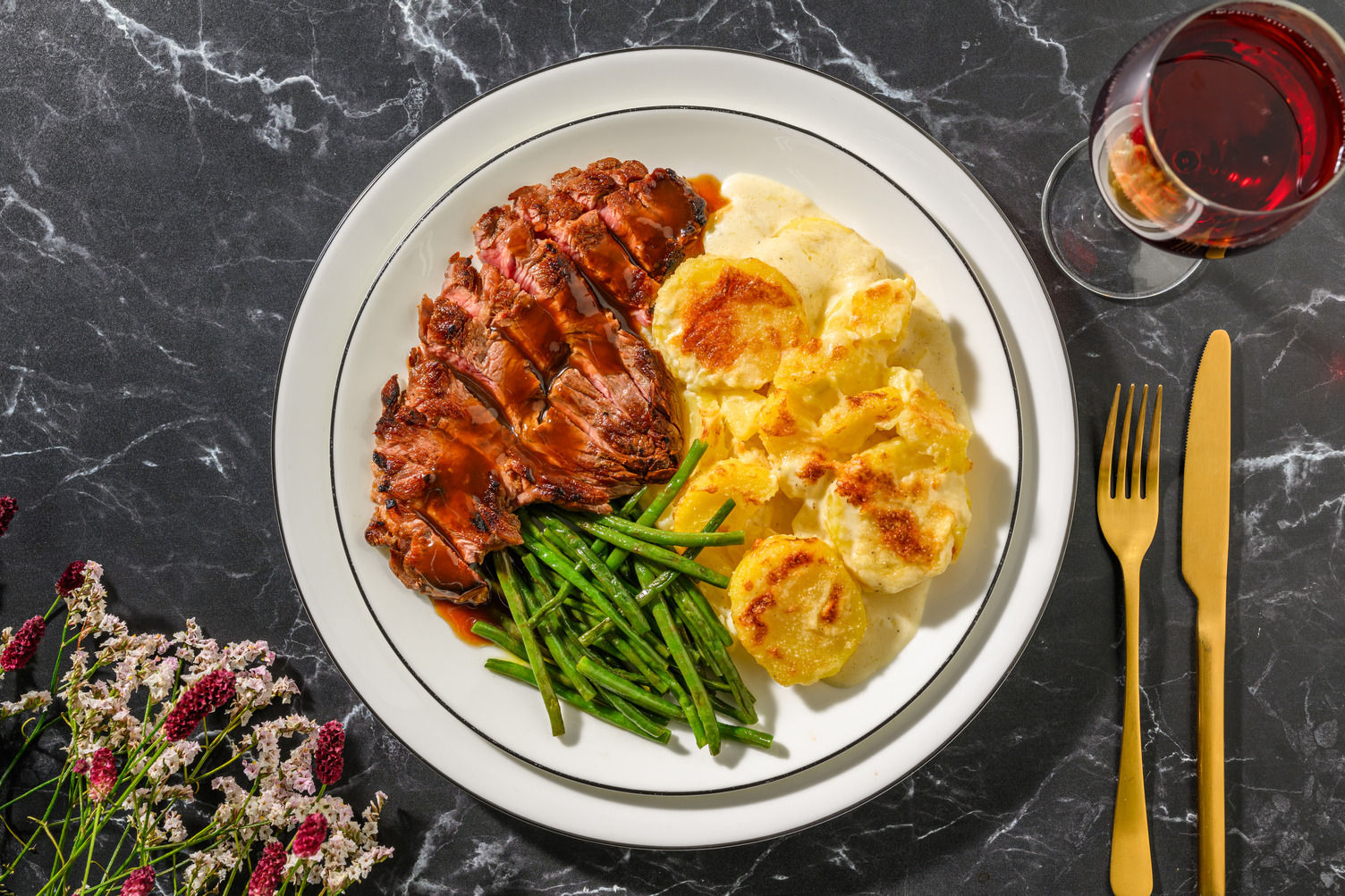 21 Day Aged Sirloin Steak and Red Wine Jus Recipe HelloFresh