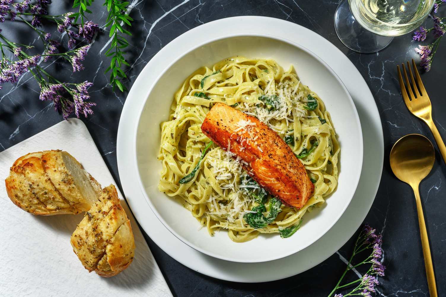 Easy Salmon on Fresh Pesto Tagliatelle Recipe HelloFresh