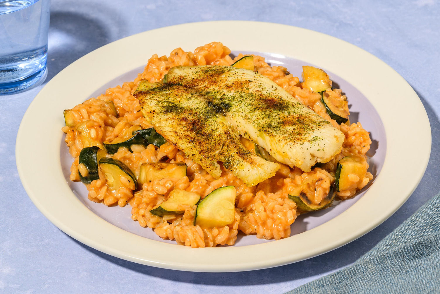 Oven-Baked Spiced Basa on Harissa Risotto Recipe | HelloFresh