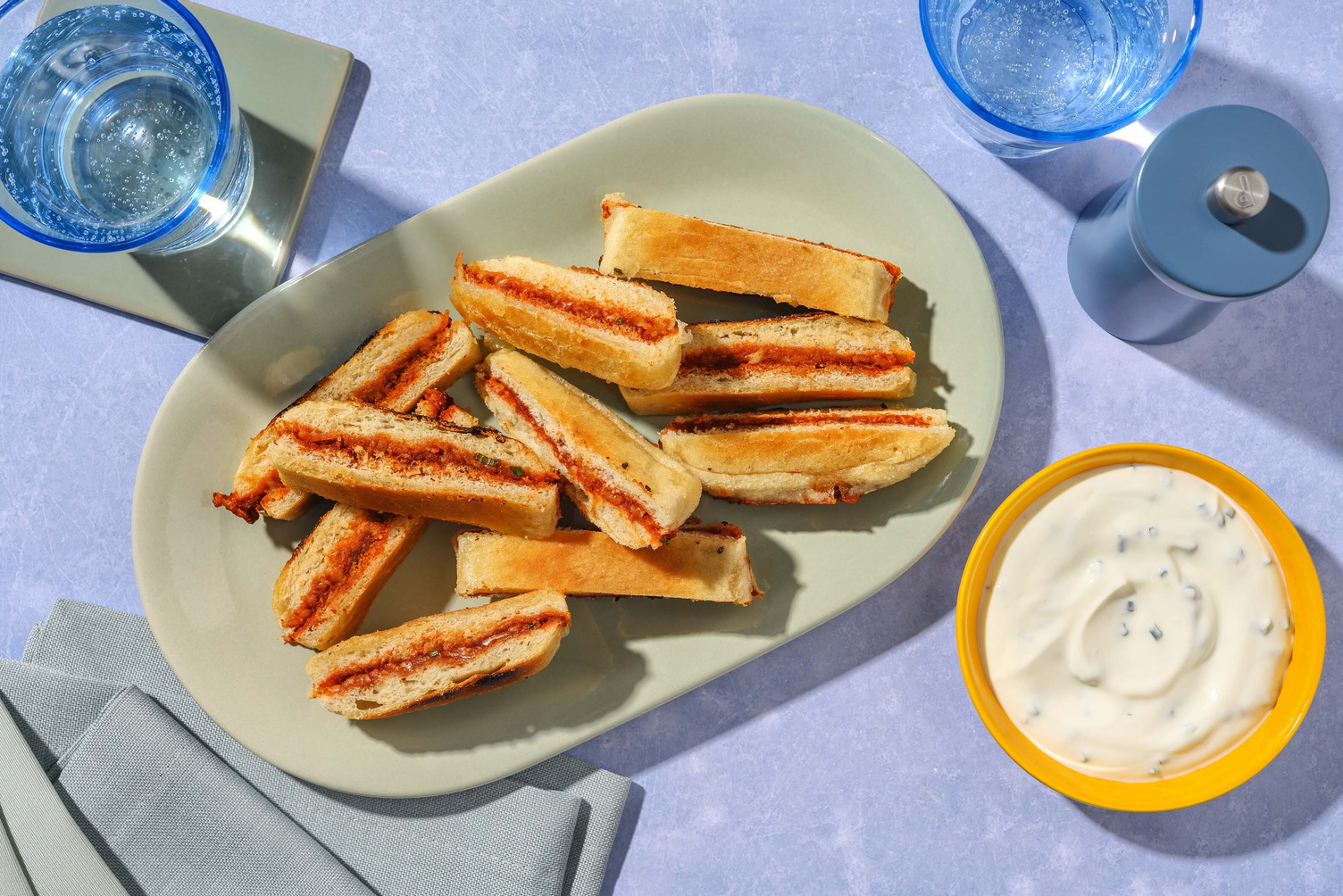 Cheesy Gochujang Toastie Dippers & Chive Sauce Recipe | HelloFresh