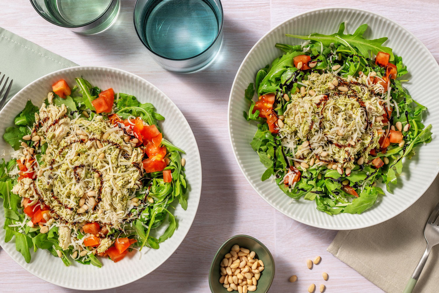 PestoParmigiano Pulled Chicken Italian Style Salad Recipe HelloFresh