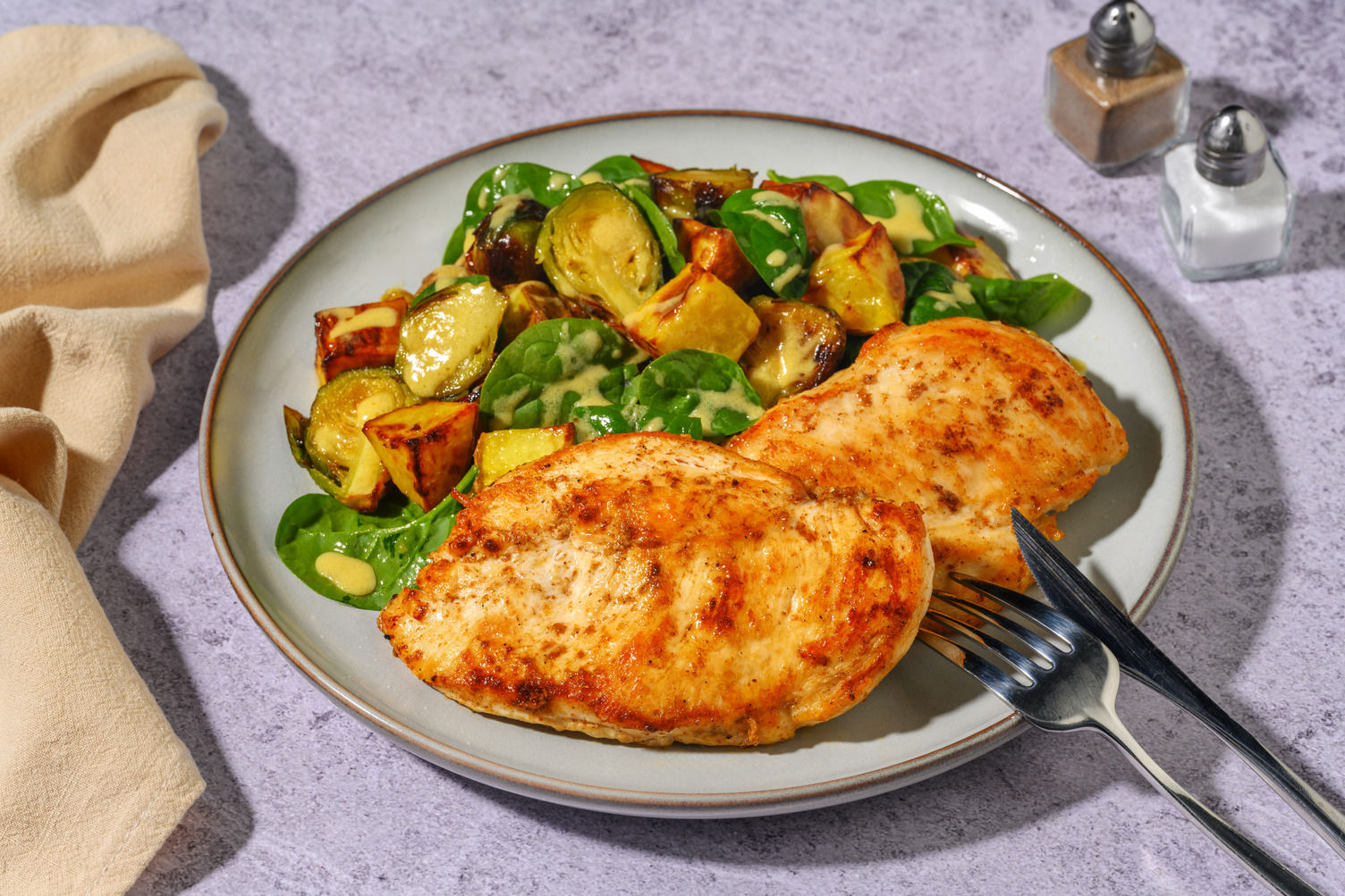 Spiced Chicken & Brussels Sprouts Toss Recipe | HelloFresh