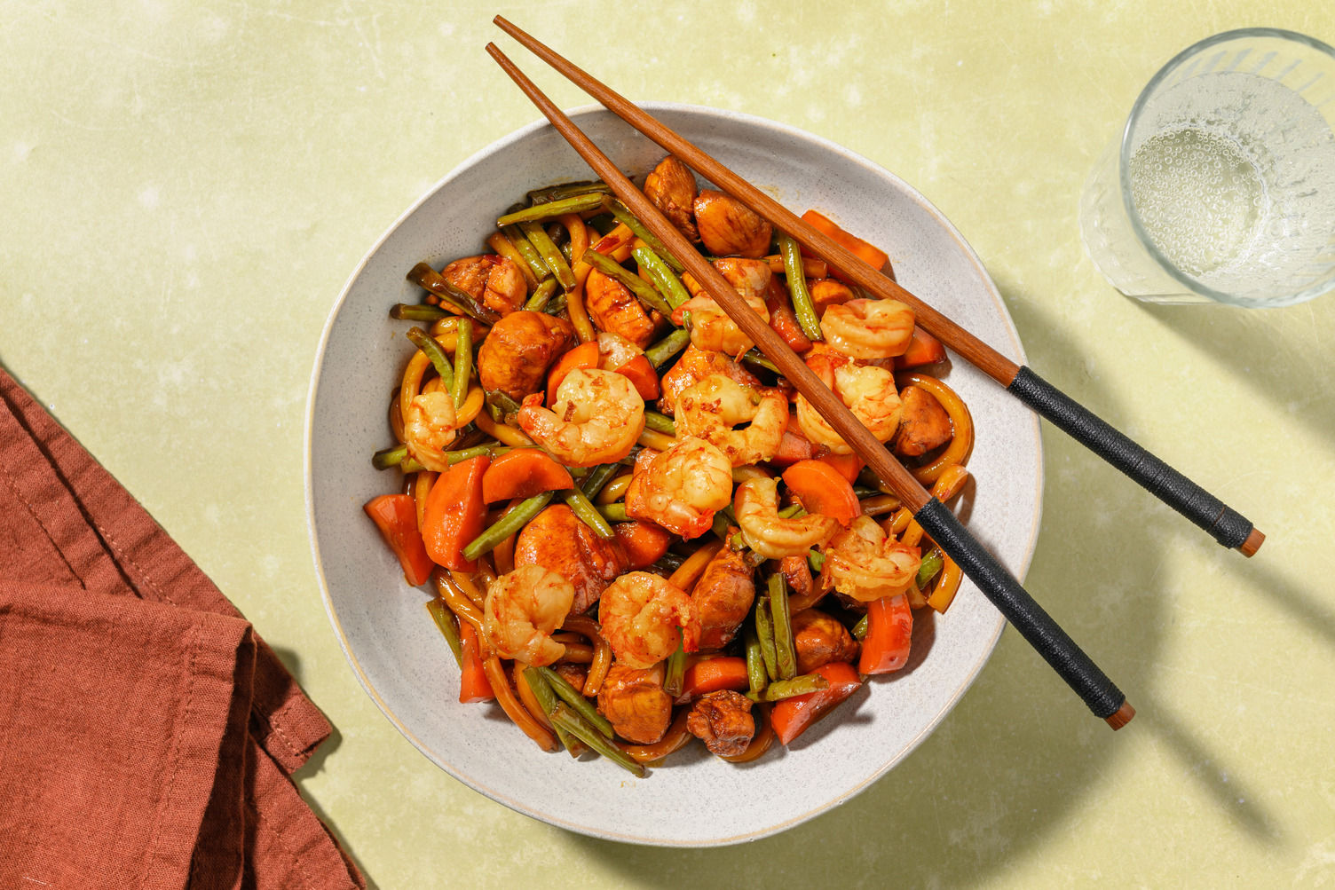 One Pan Bulgogi Prawn and Chicken Udon Recipe | HelloFresh