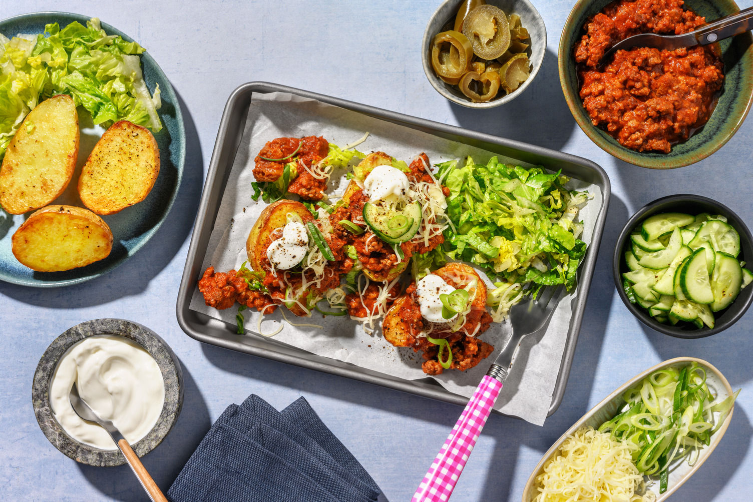 Beef Jacket Cheesy Loaded Beef Jacket Potato Station Recipe | HelloFresh