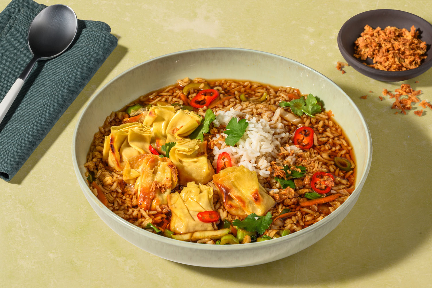 Chicken-Coriander Dumplings & Brothy Rice Recipe | HelloFresh