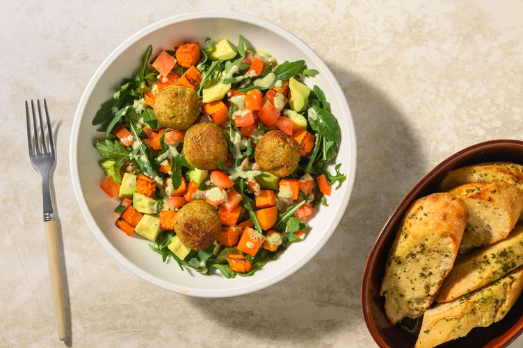 Mediterranean Falafel Salad with Prawns Recipe | HelloFresh