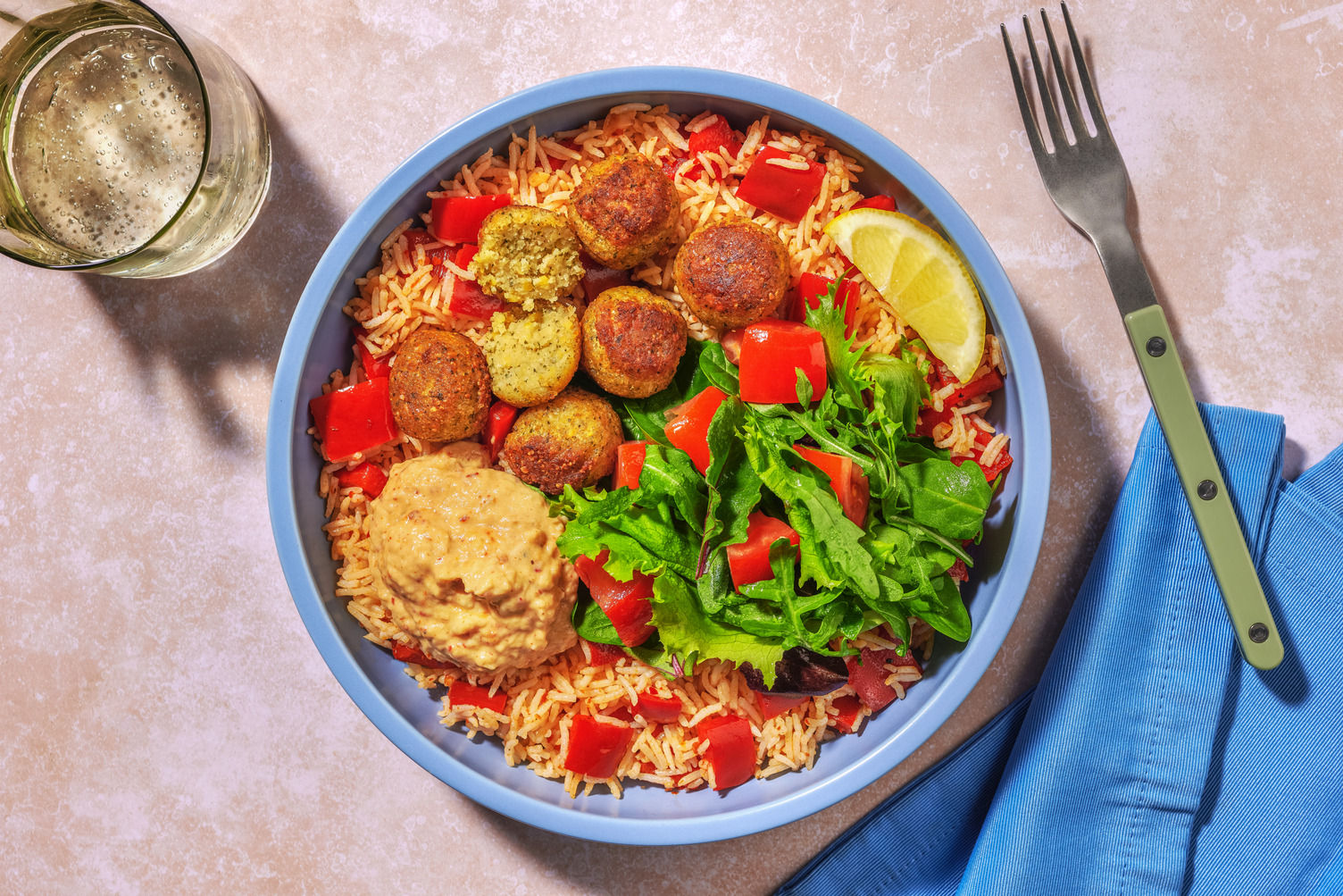 Double Crispy Falafel and Harissa Spiced Rice Bowl Recipe | HelloFresh