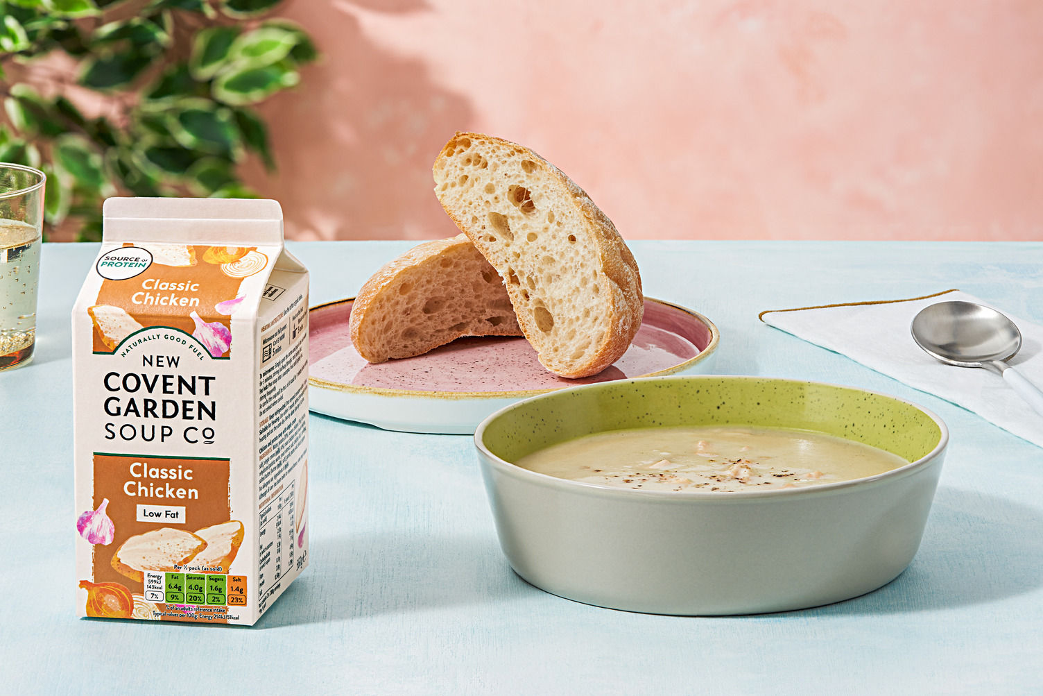 New Covent Garden Classic Chicken Soup and Handmade Ciabatta Loaf