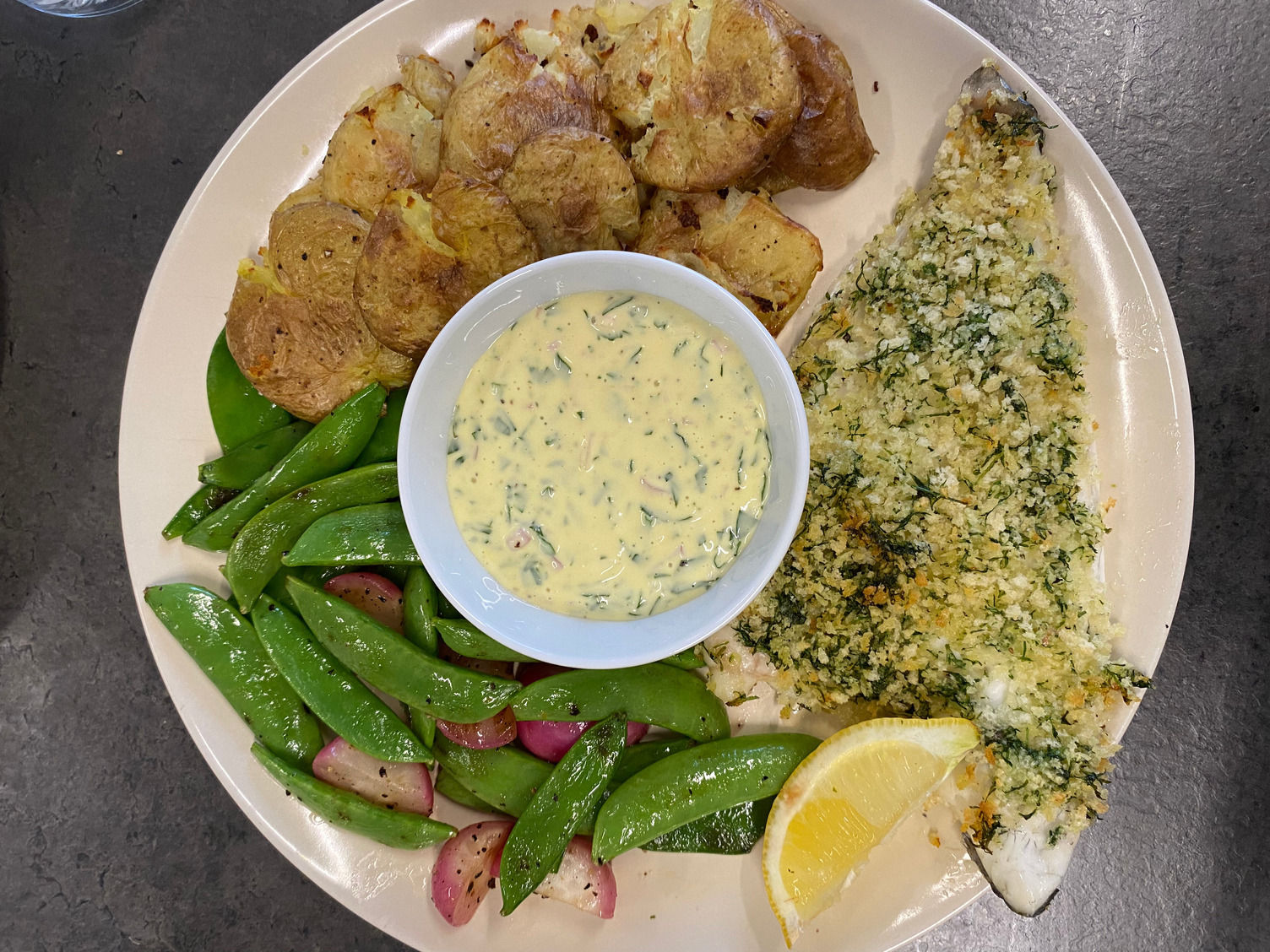 Dill crusted sea bream and tartar sauce HelloFresh