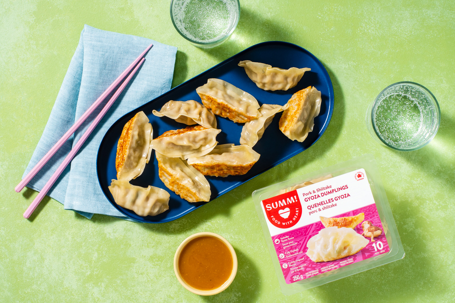 Pork and Shiitake Gyoza Dumplings with house-made gyoza sauce Recipe ...