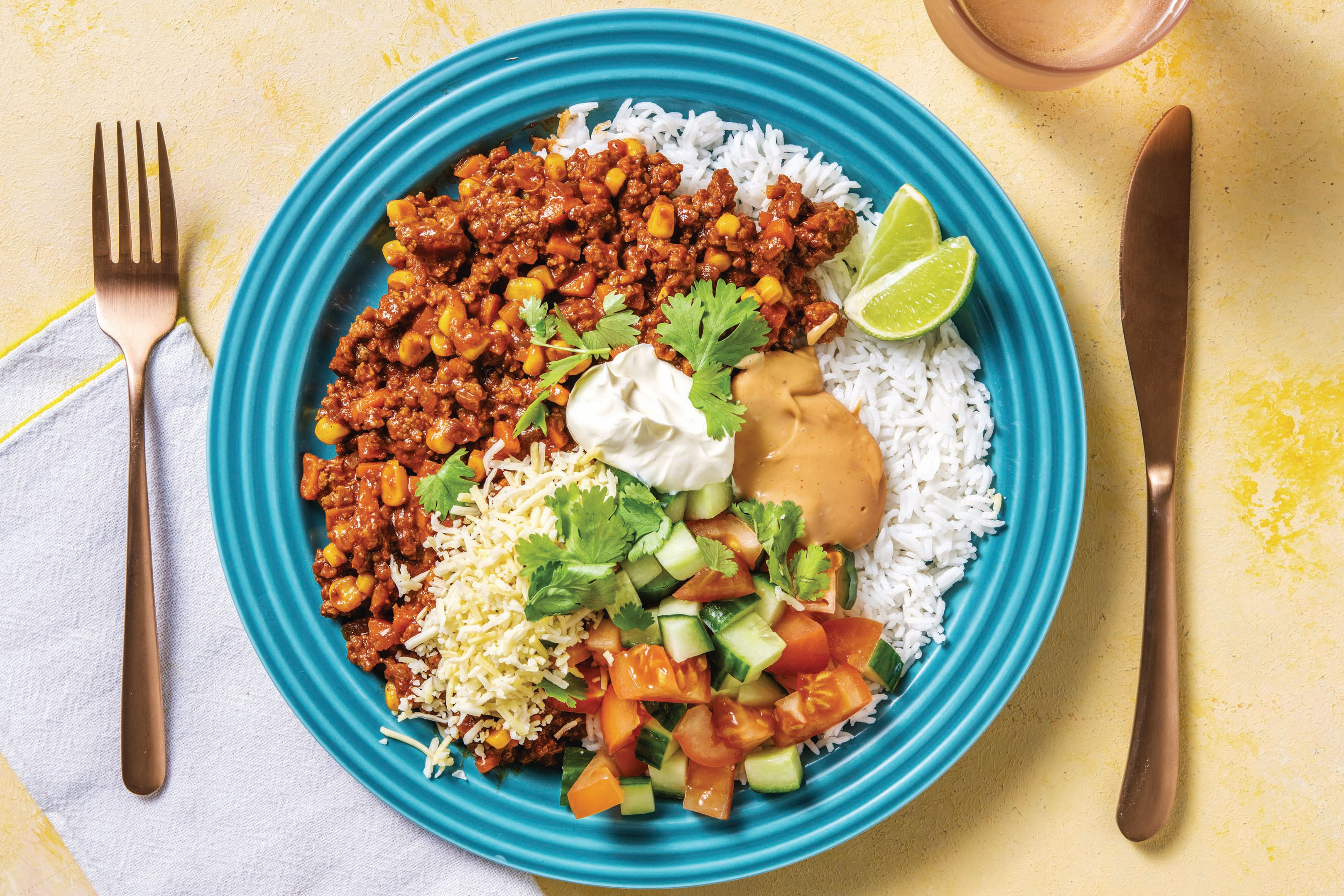TexMex Beef Rice Bowl with Salsa & BBQ Mayo Recipe HelloFresh