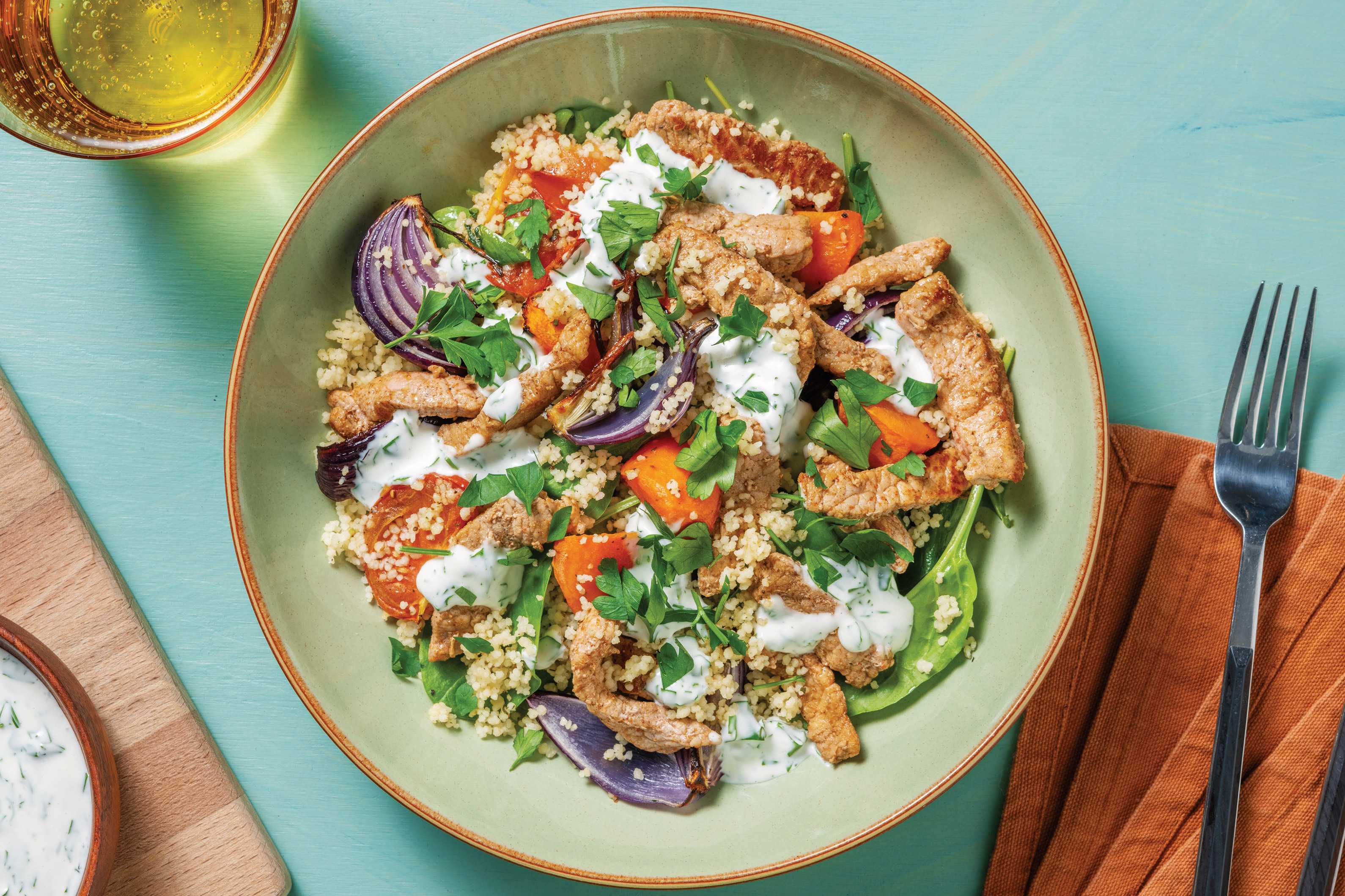 Aussie Pork & Roast Veggie Couscous Recipe HelloFresh