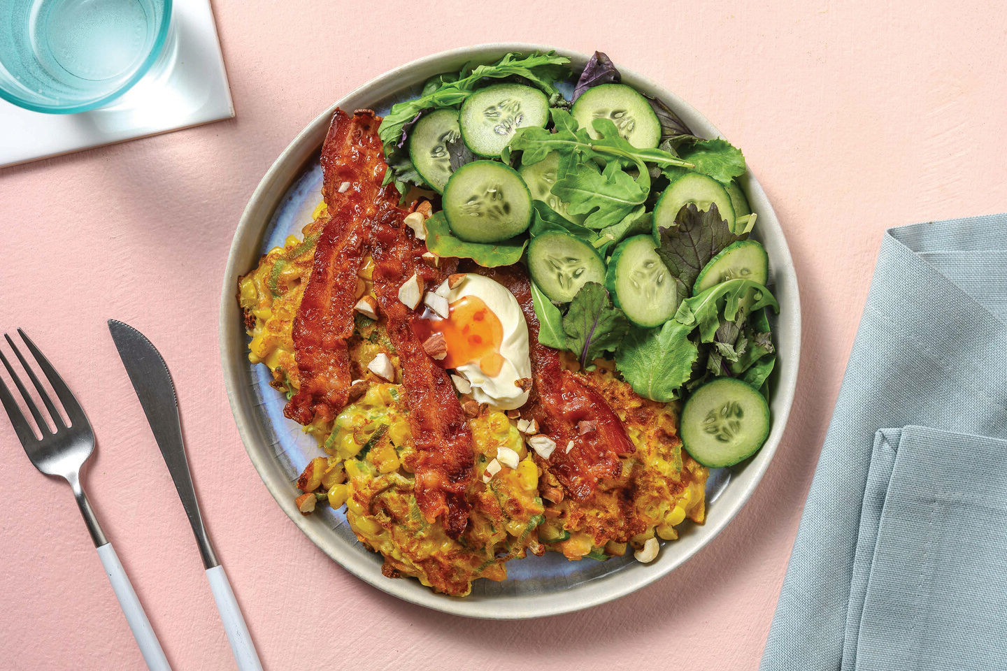 Corn Fritter & Bacon Stack Recipe HelloFresh