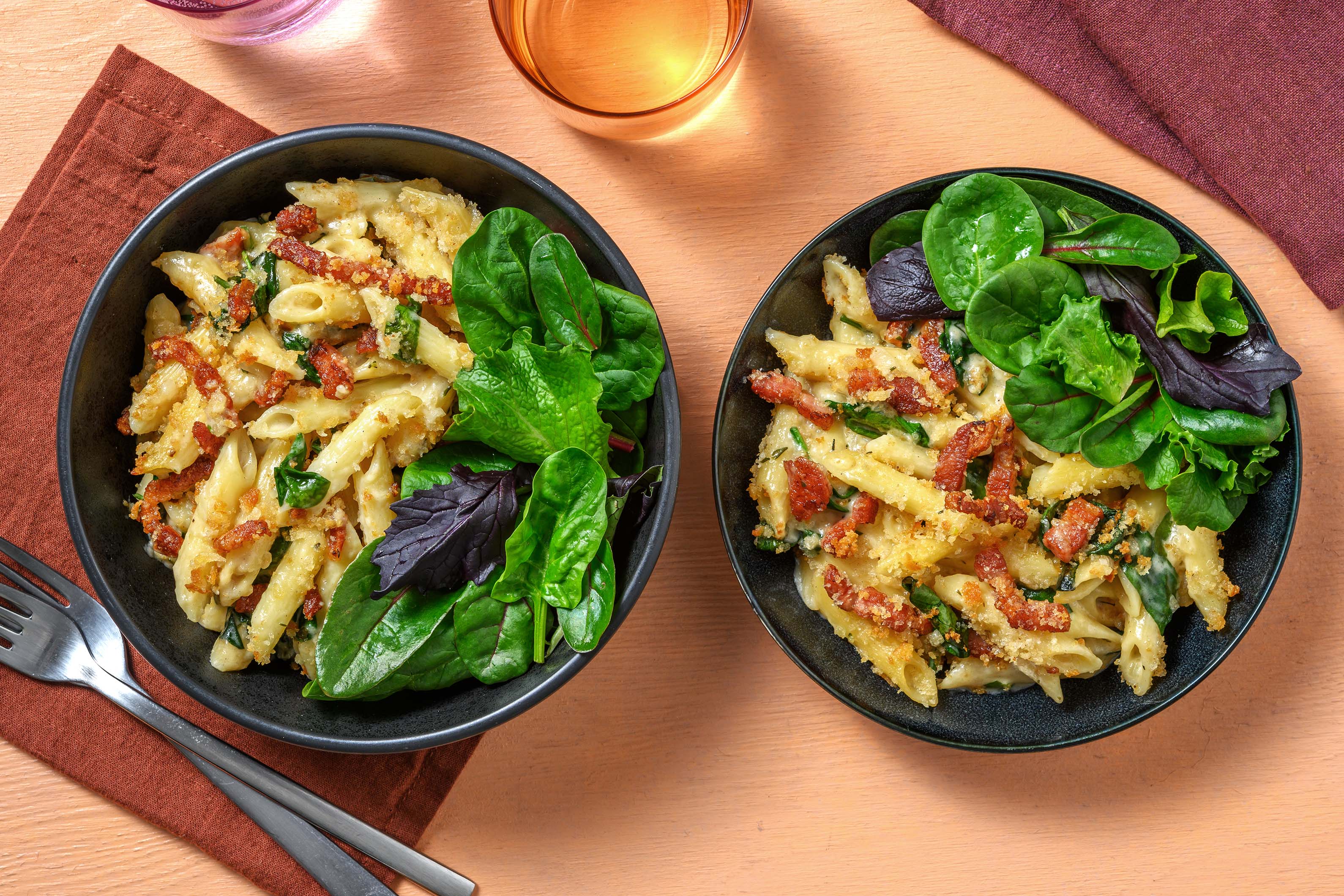 Bacon Crusted Cheese & Spinach Penne Bake Recipe | HelloFresh