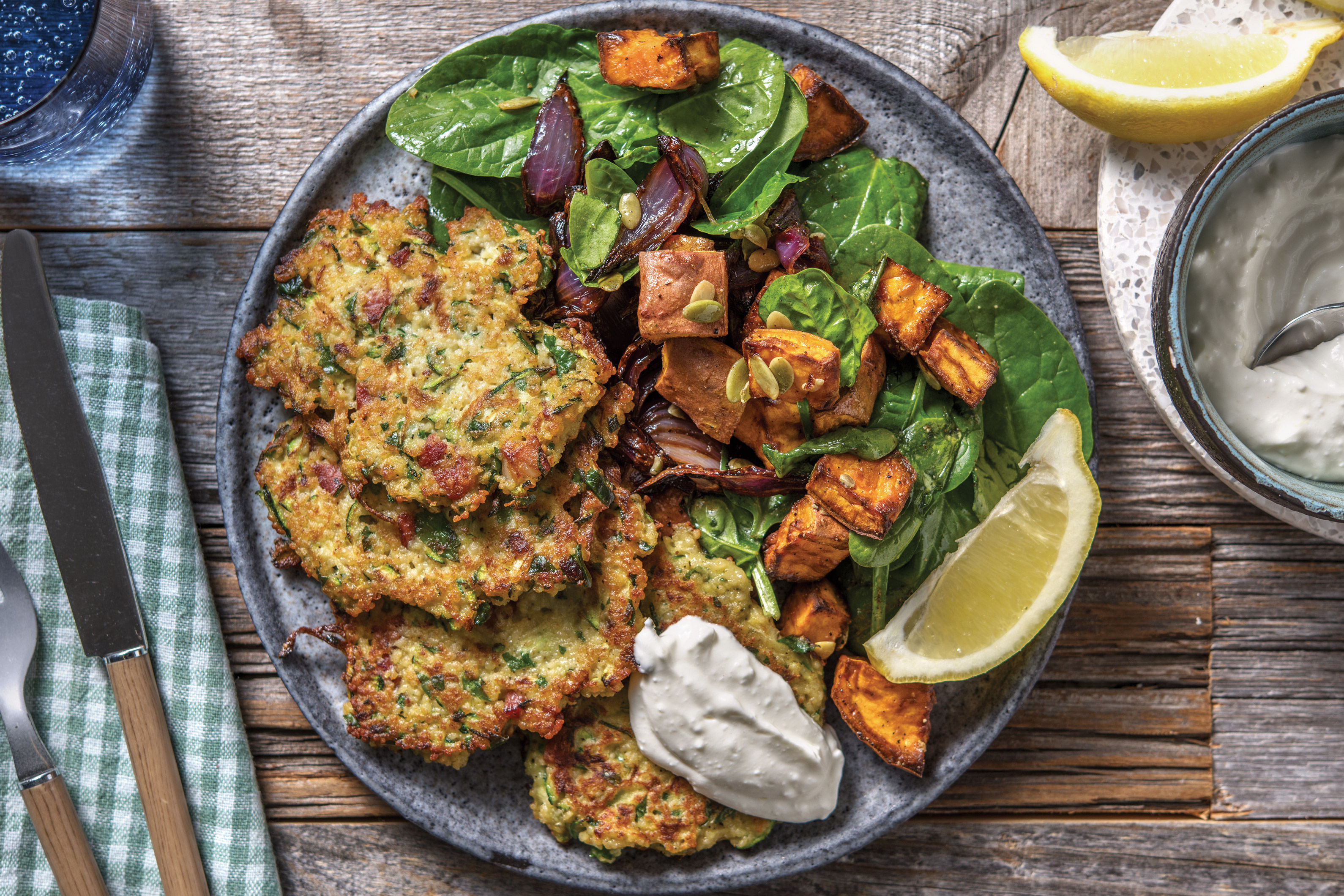 Bacon & Zucchini Couscous Fritters Recipe HelloFresh