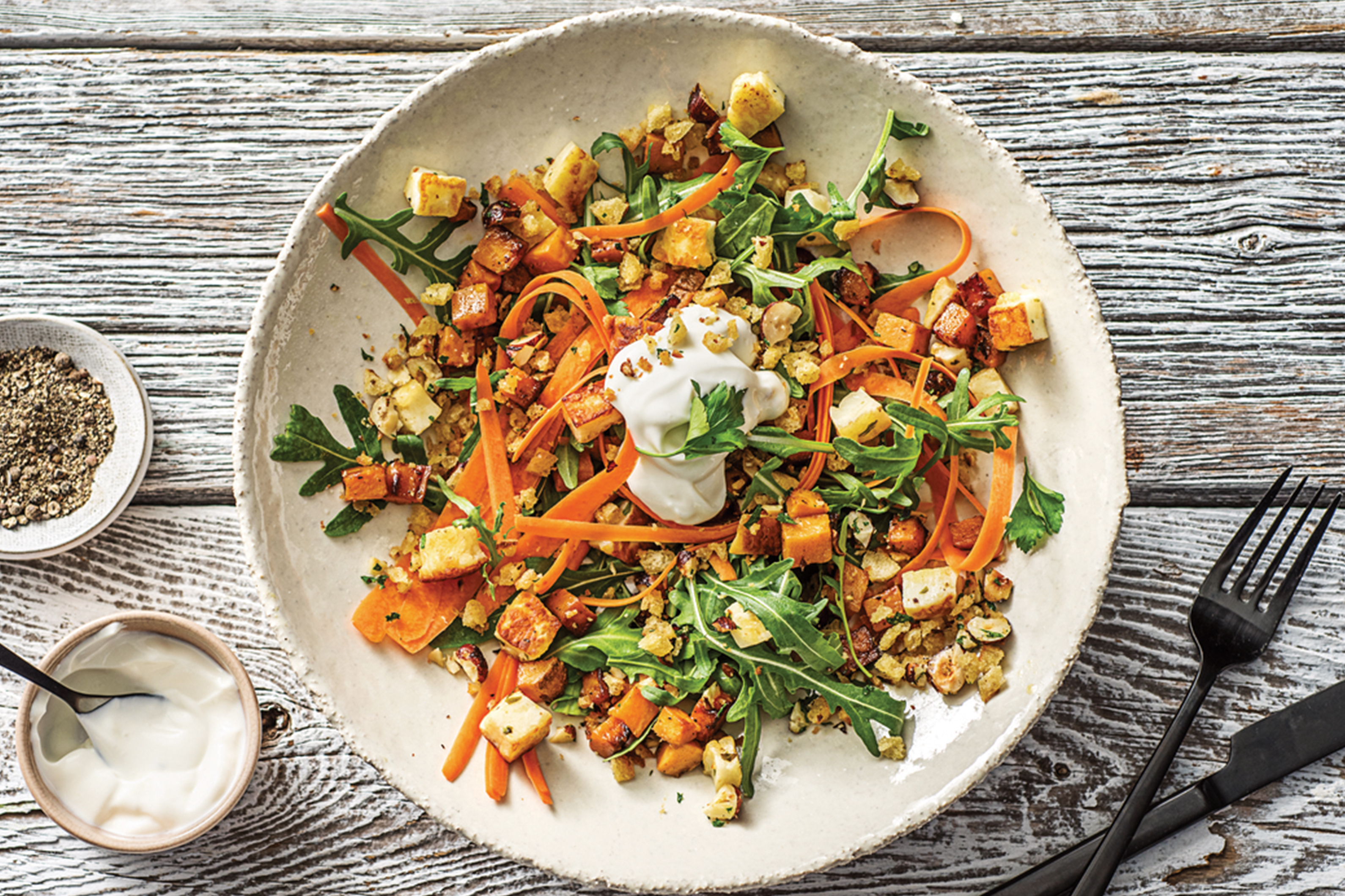 Basil Haloumi Salad with Sweet Potato Recipe HelloFresh