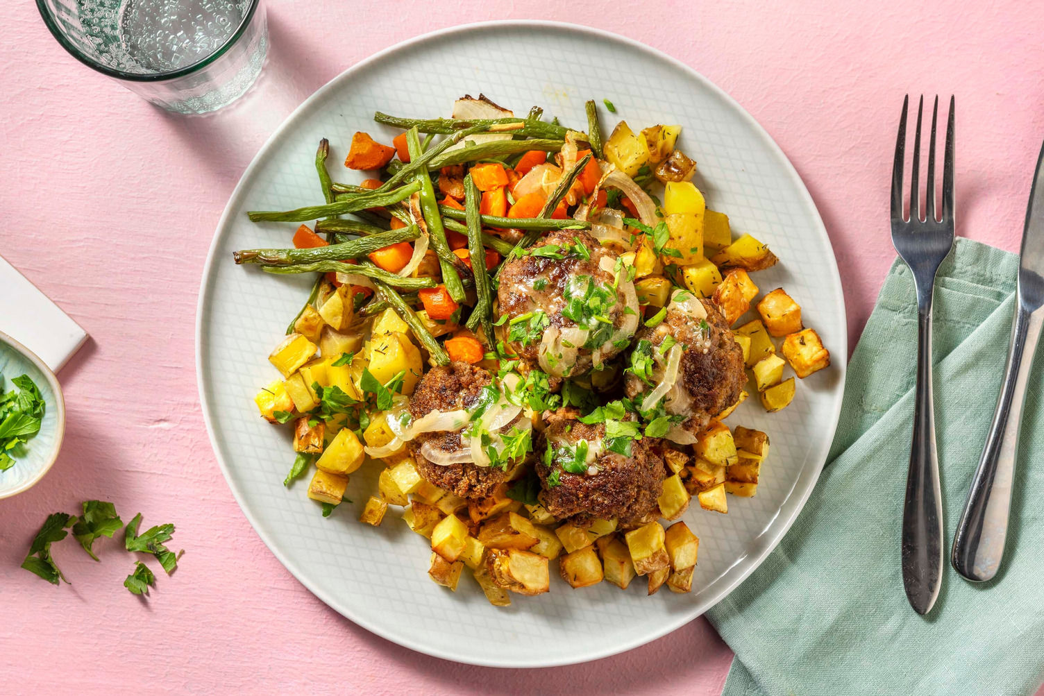 Beef Patties and ThymeOnion Gravy Recipe HelloFresh