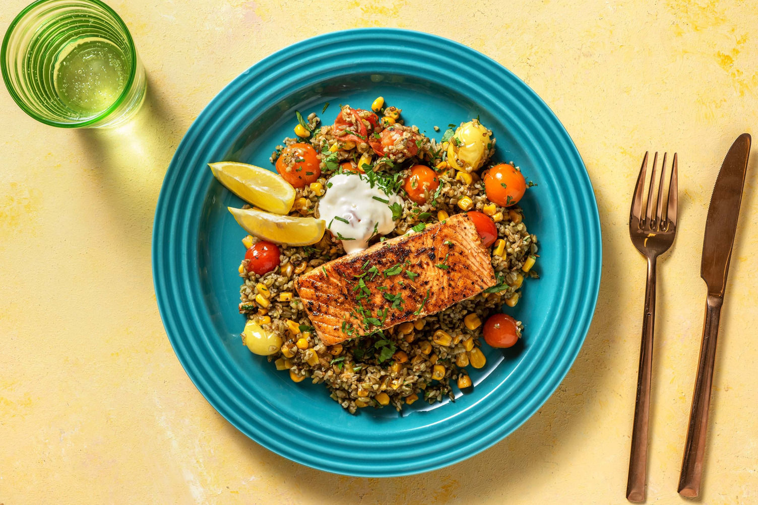 Middle EasternSpiced Salmon Freekeh Bowl Recipe HelloFresh