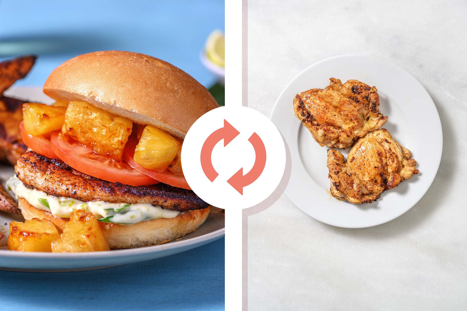 Jerk Chicken Thigh Burger and Charred Pineapple Recipe HelloFresh