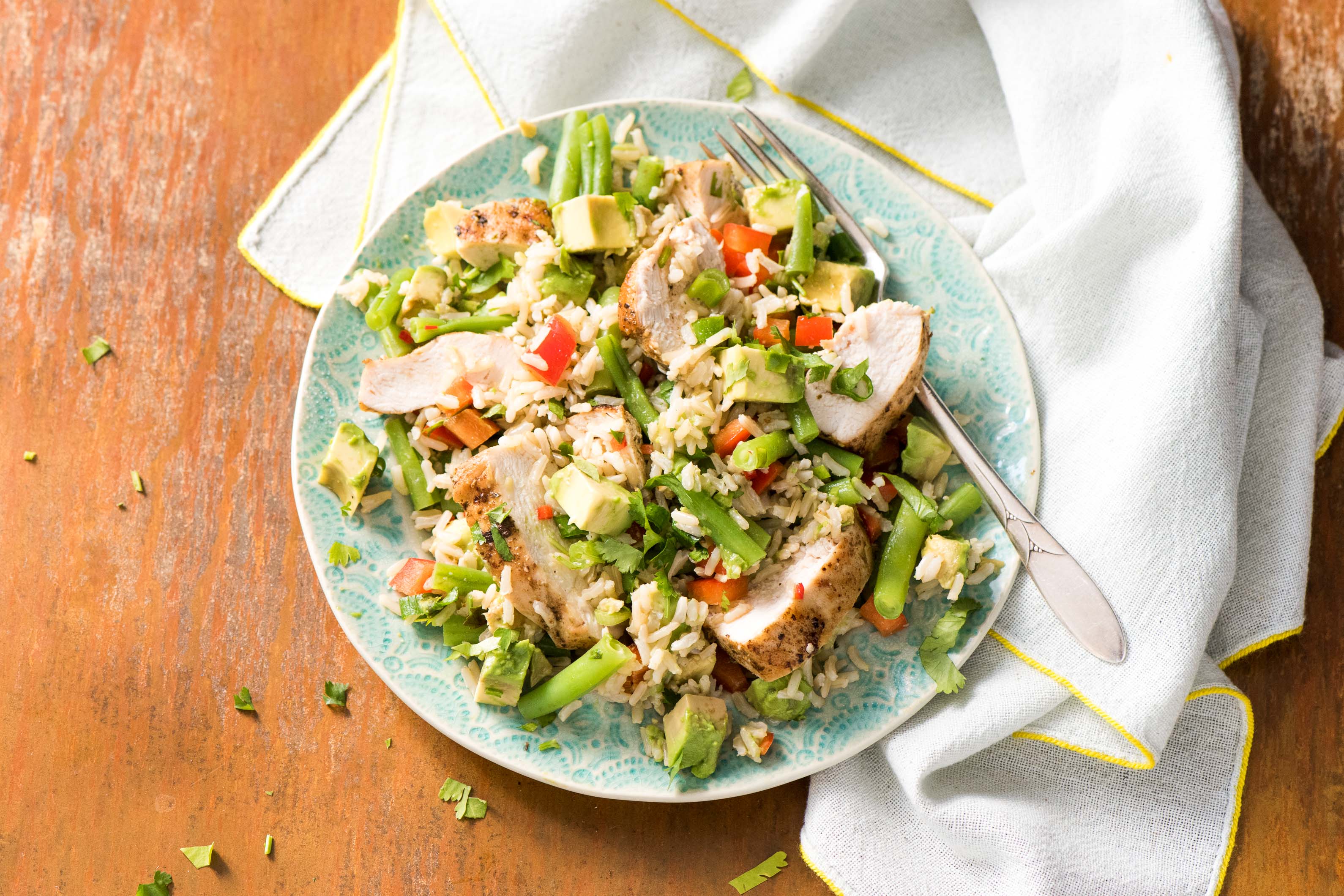 Cajun Chicken Rice Bowls with Avocado Salad