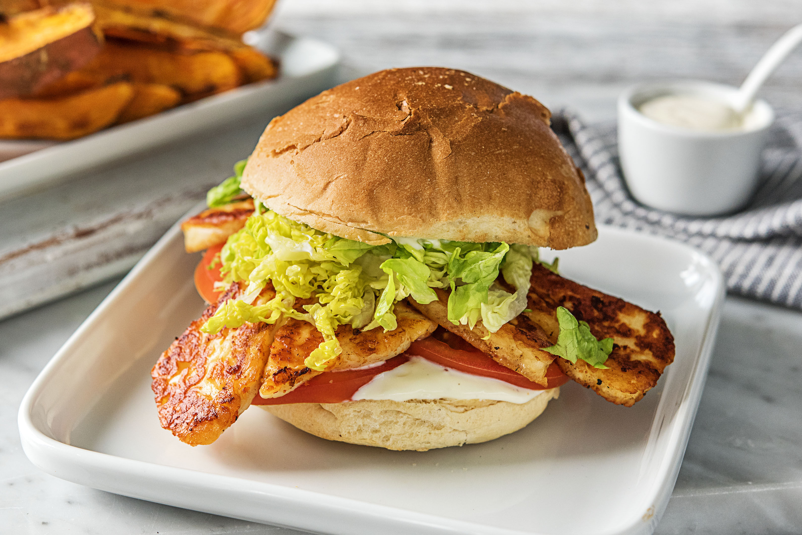 Halloumi Burgers with Sweet Potatoes Recipe HelloFresh