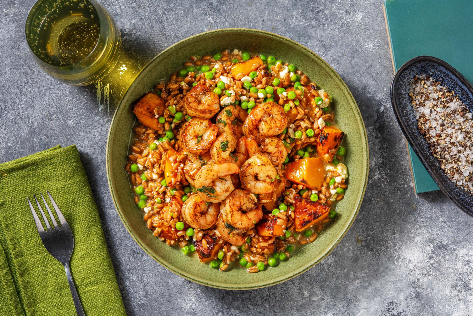 Jumbo Shrimp in Sage Brown Butter Sauce with Sunchokes and Hazelnuts