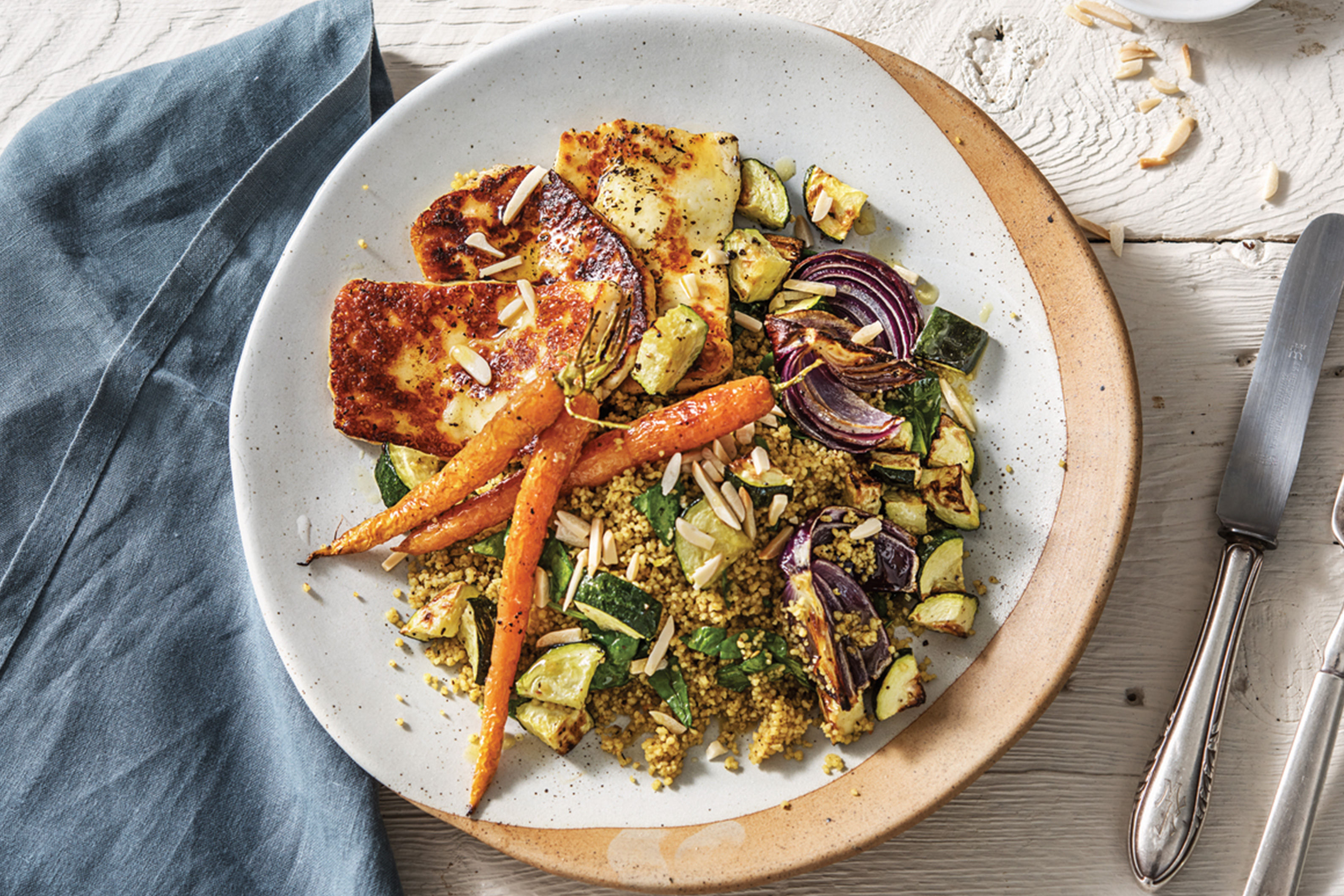 Roast Carrot & Basil Haloumi Couscous Recipe HelloFresh