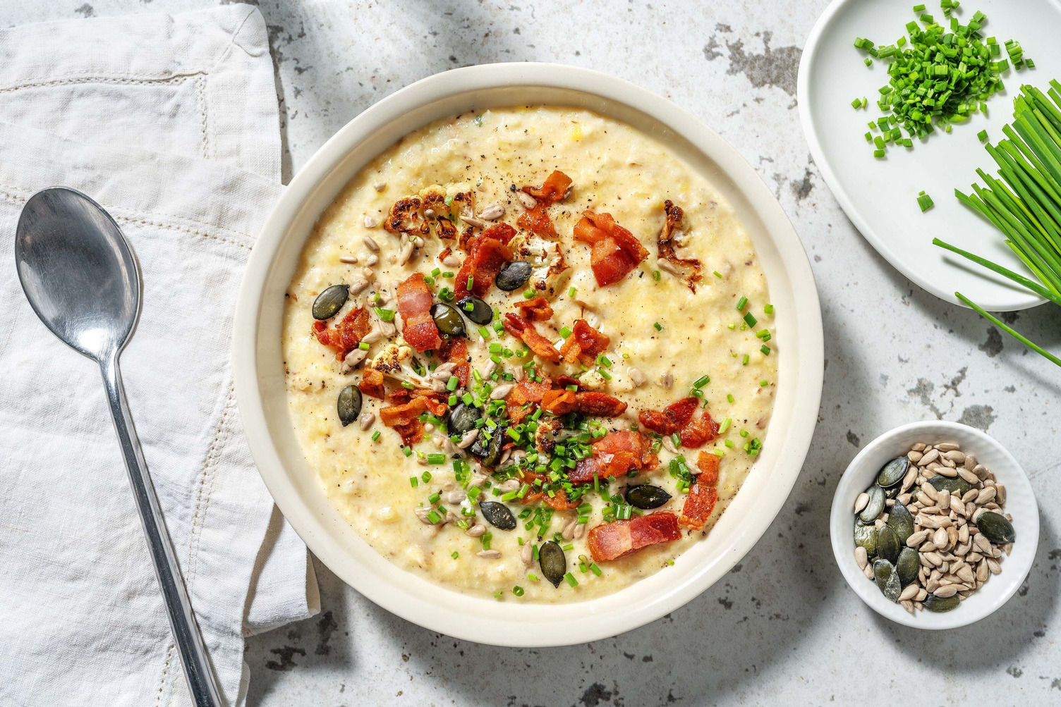 Carb Smart Creamy BaconCauliflower Chowder Recipe HelloFresh