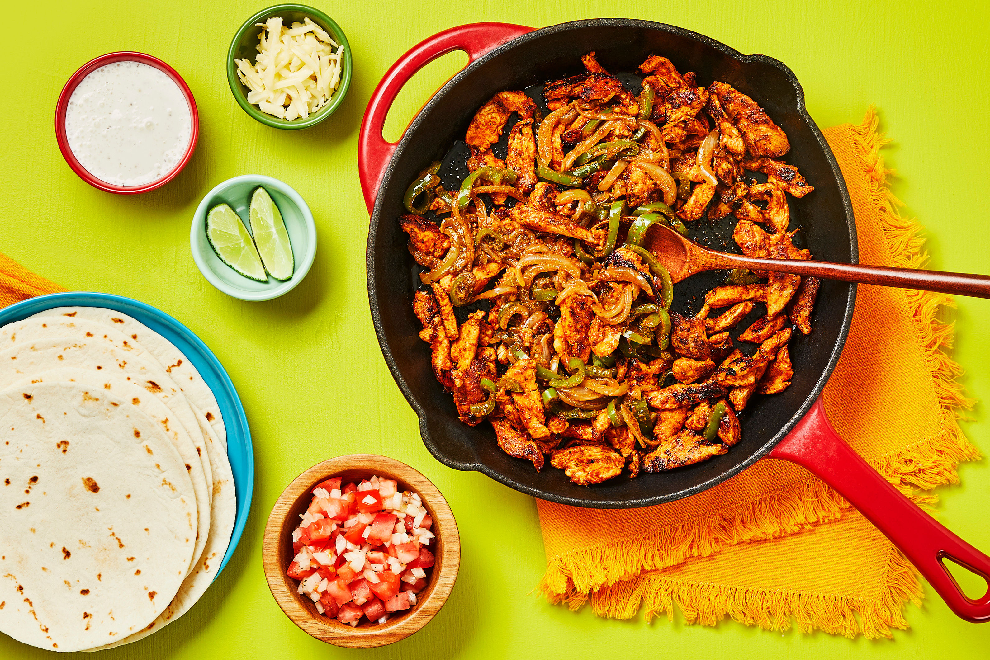 One Pan Cheesy Chicken & Pepper Fajitas