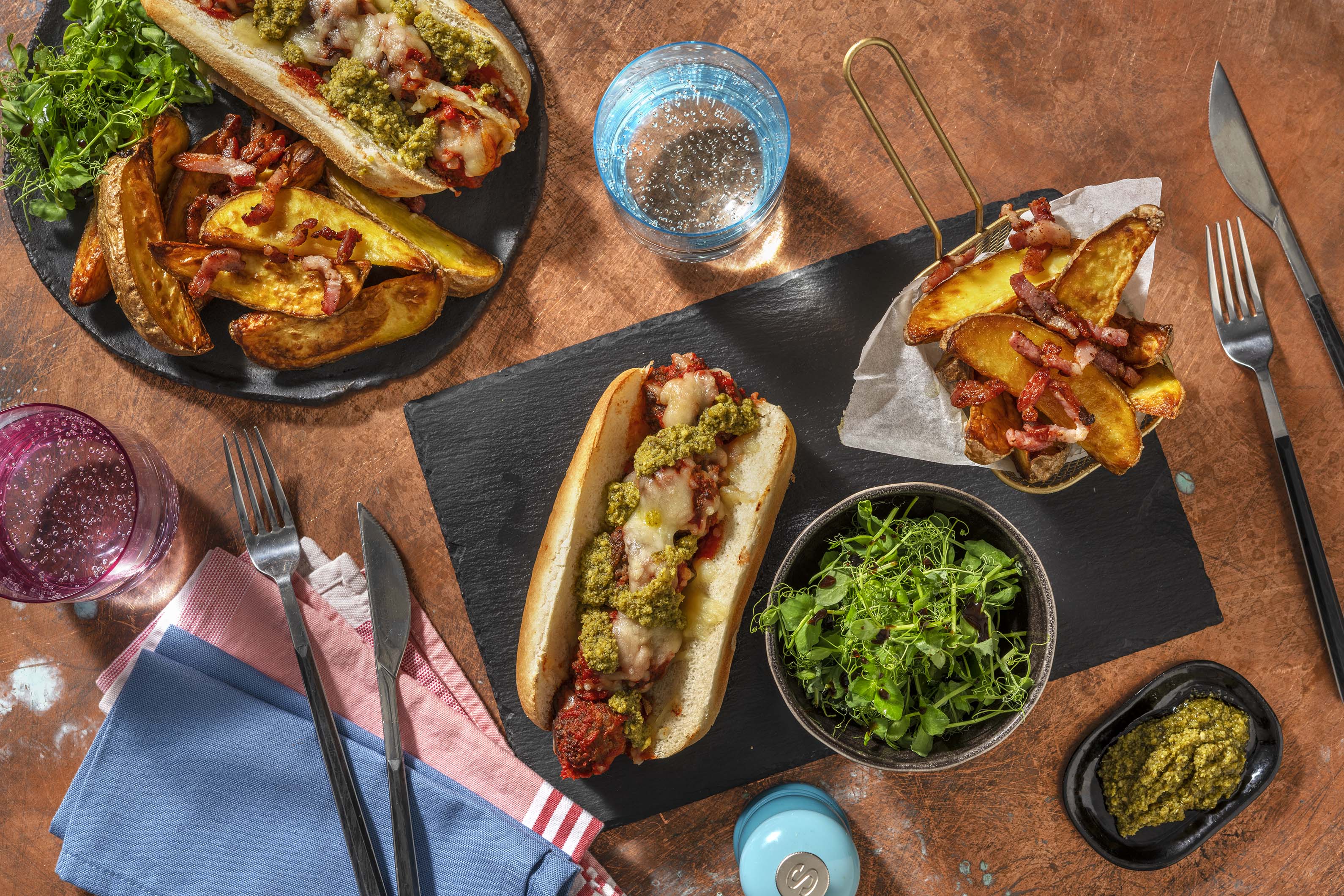 Cheesy Meatball Sub and Bacon Wedges Recipe HelloFresh