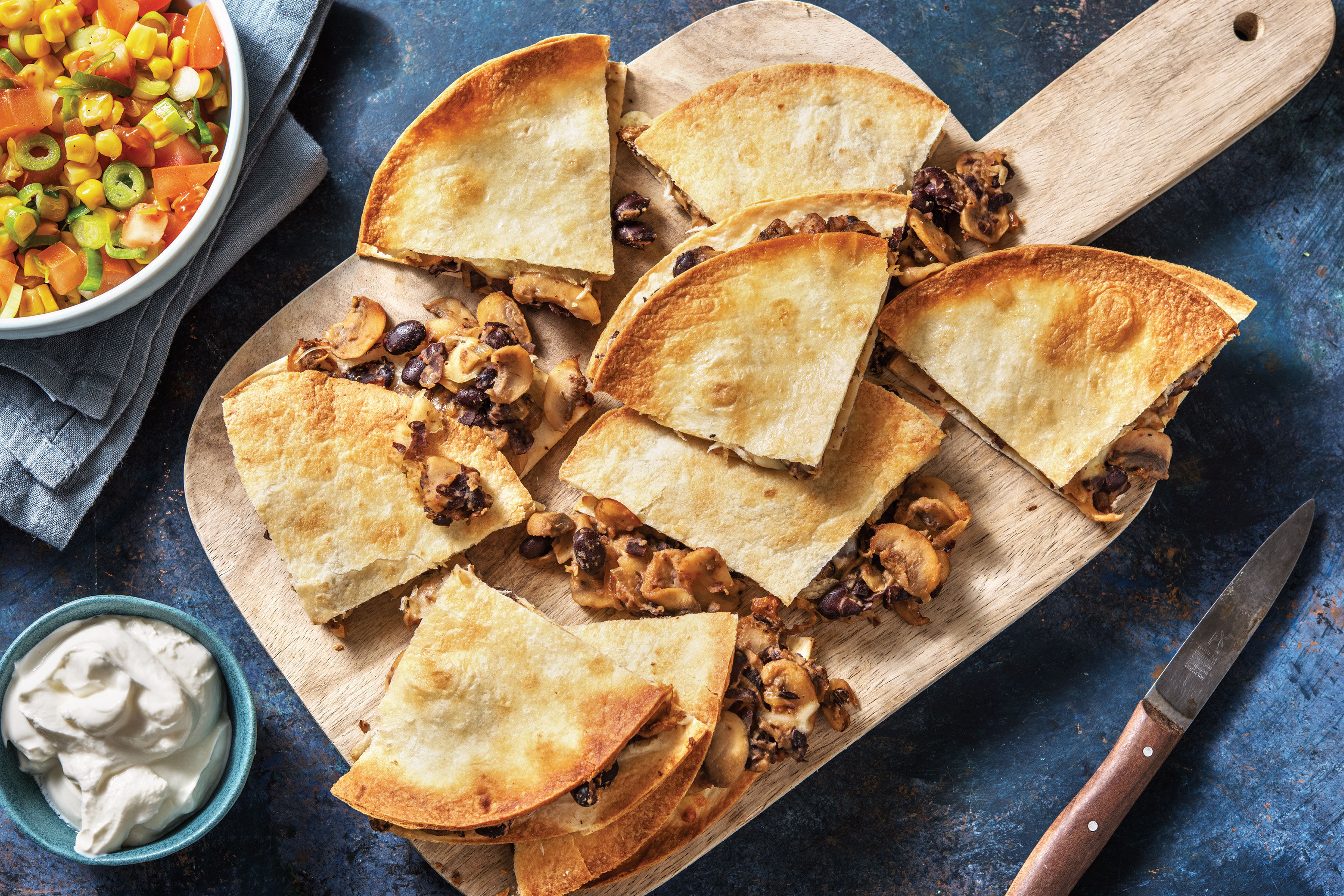 Mushroom & Bean Quesadillas with Salsa Recipe HelloFresh