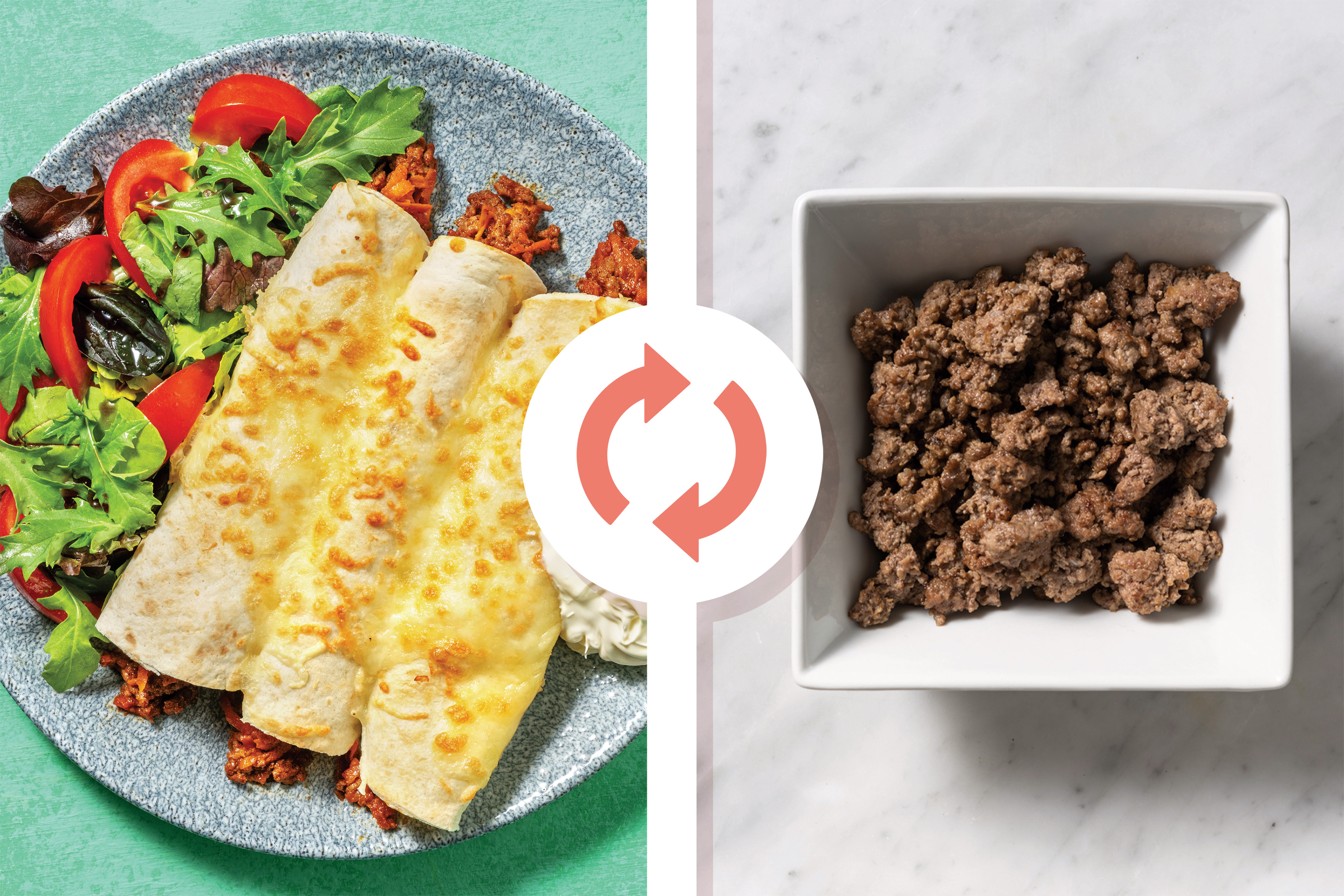 Cheesy TexMex PlantBased Mince Enchiladas Recipe HelloFresh