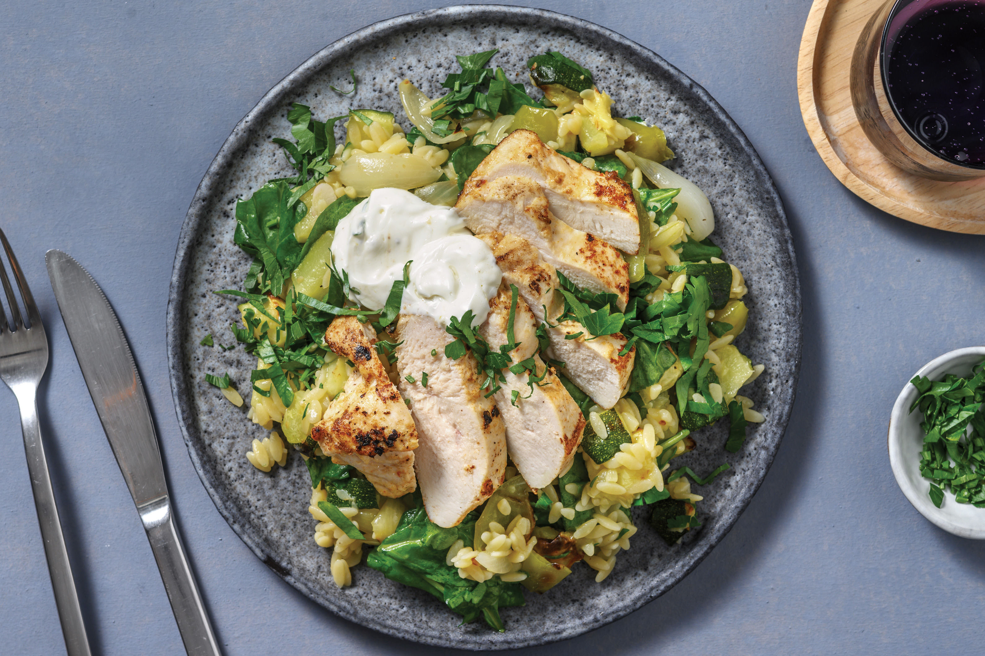 Chermoula Chicken & Roast Veggie Risoni Recipe HelloFresh