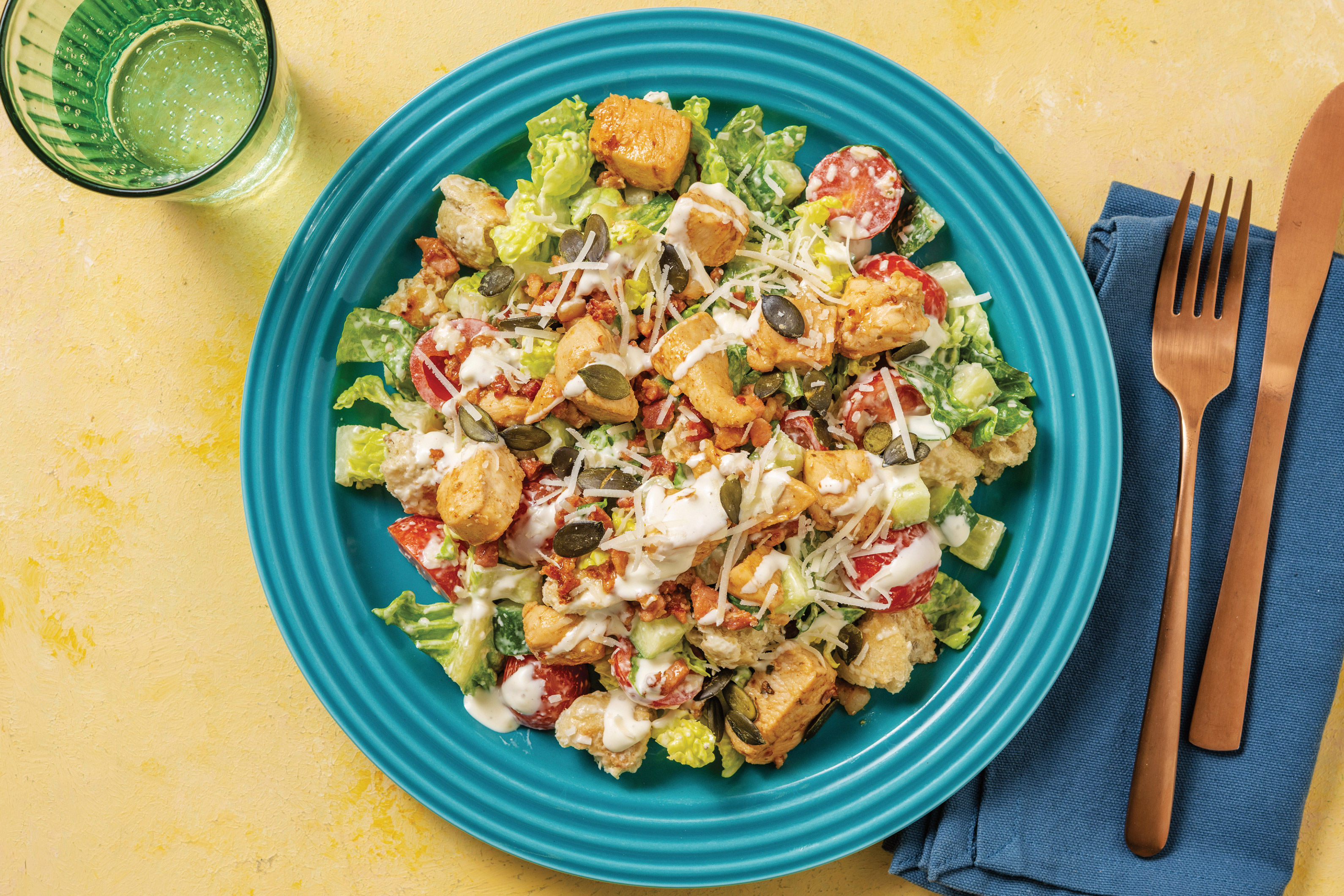 Chicken & Bacon CaesarStyle Saladcon CaesarStyle Salad with Pepitas