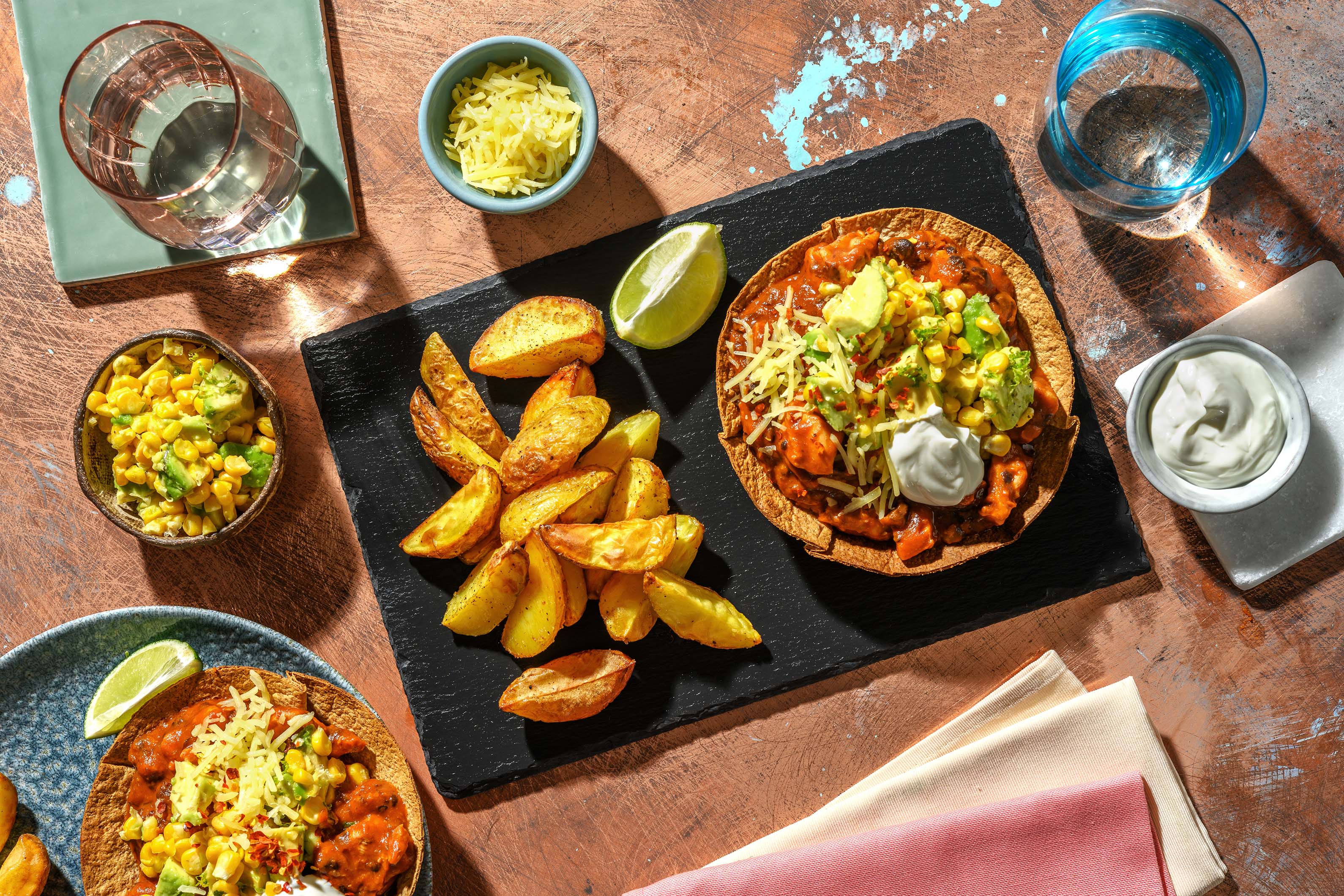 Chicken Fajita Taco Bowl and Wedges Recipe HelloFresh