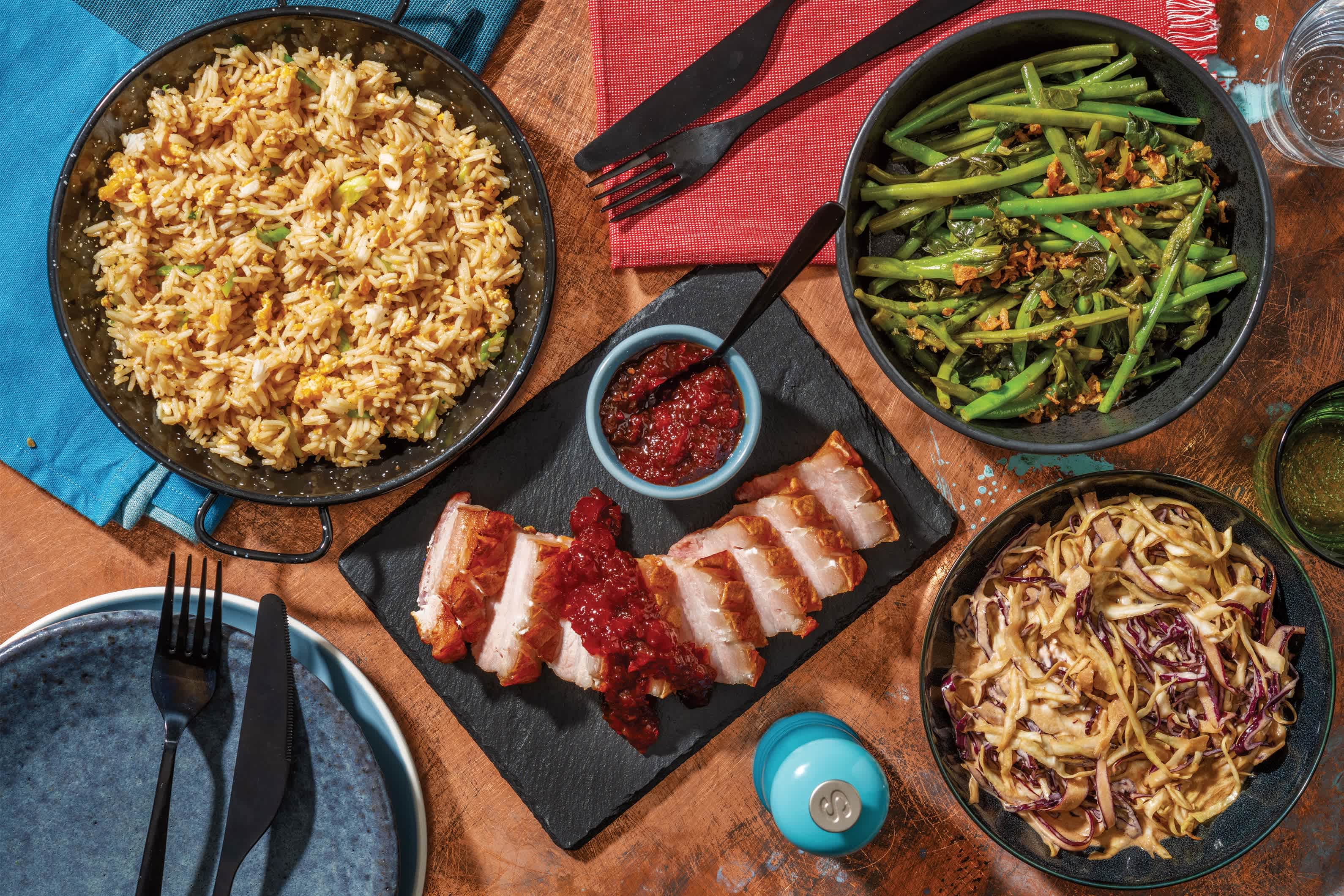 Chilli JamRoasted Pork Belly & Fried Rice Recipe HelloFresh