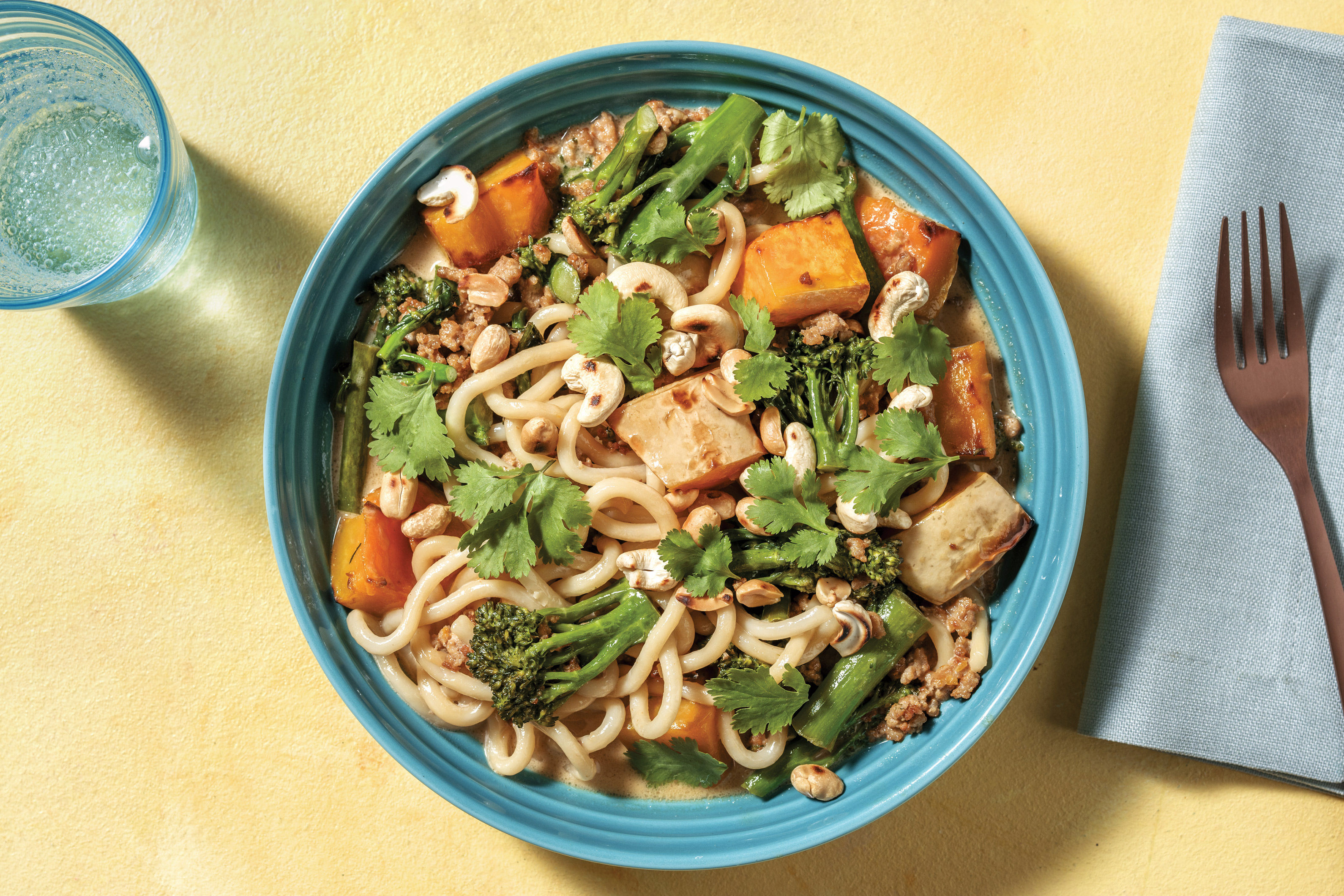 Coconut & Garlic Pork Noodles with Cashews & Coriander Recipe HelloFresh
