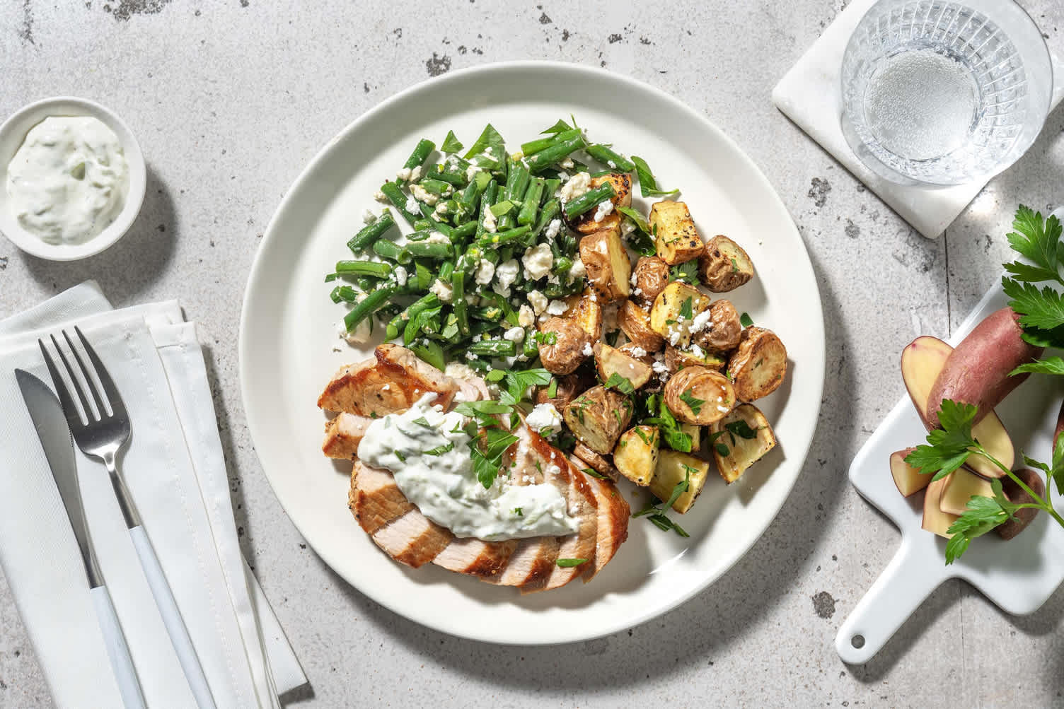 Calorie Smart GreekInspired Pork Chops Recipe HelloFresh