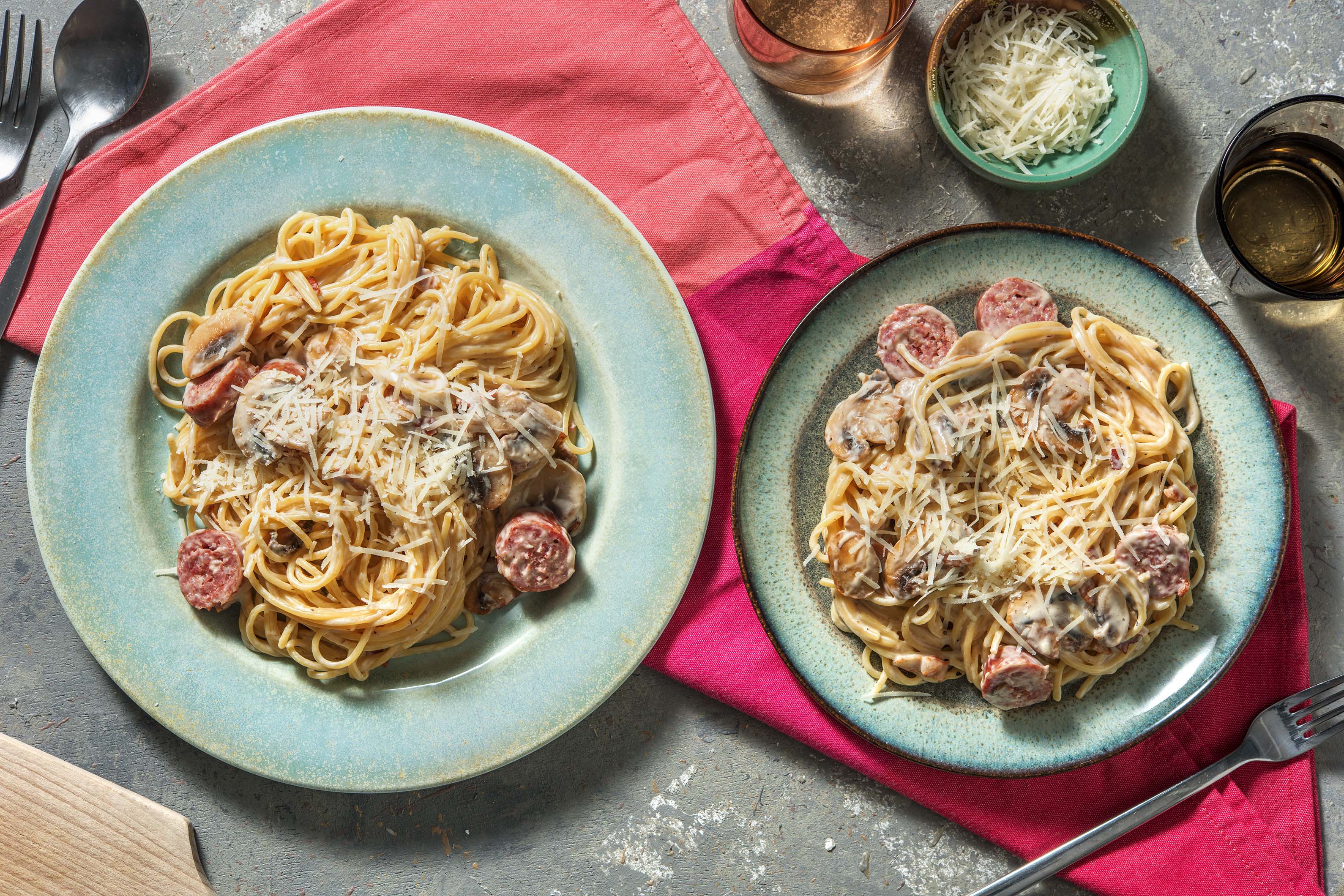 Creamy Sausage and Pancetta Carbonara Recipe | HelloFresh