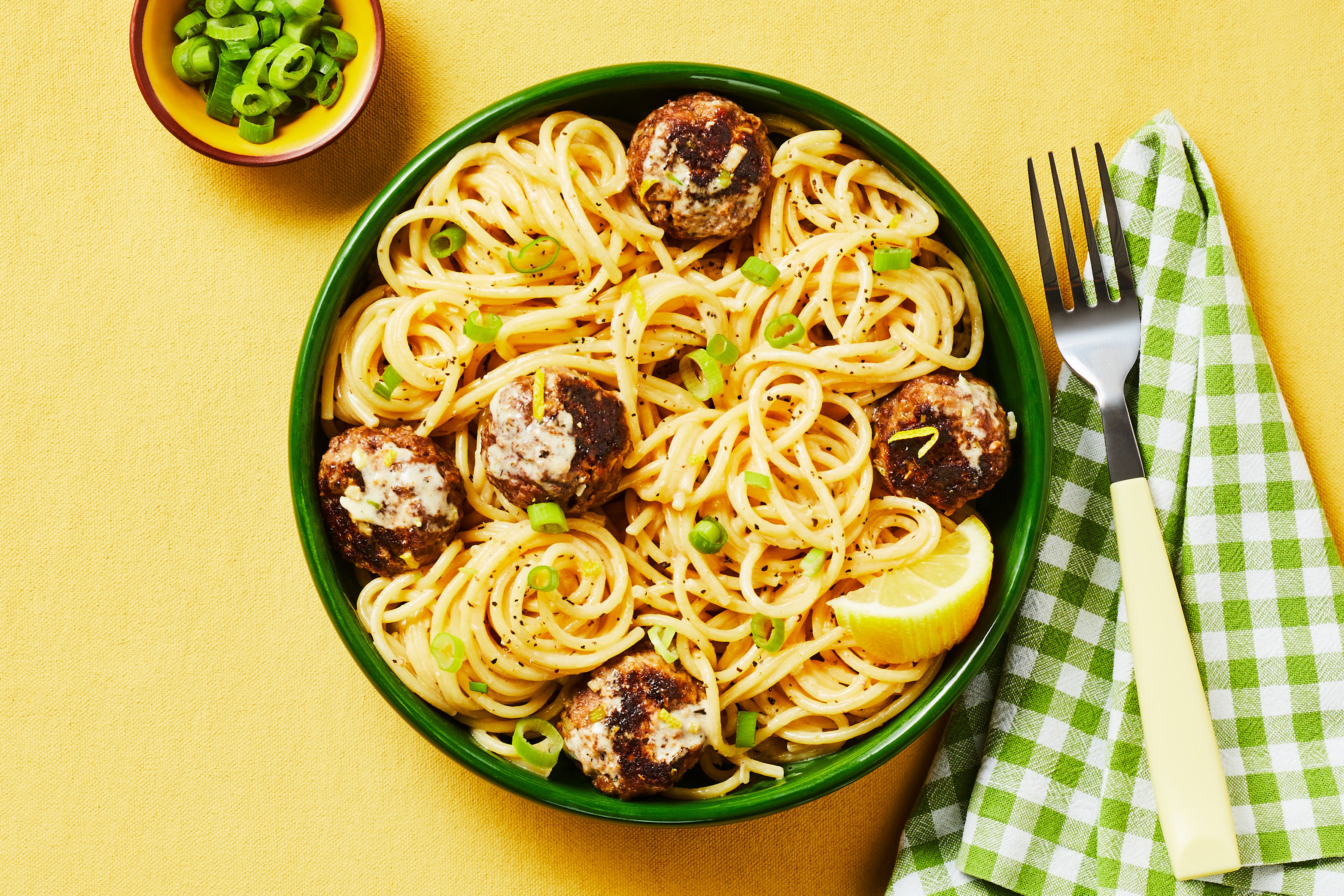 Creamy Tuscan Spaghetti & Turkey Meatballs