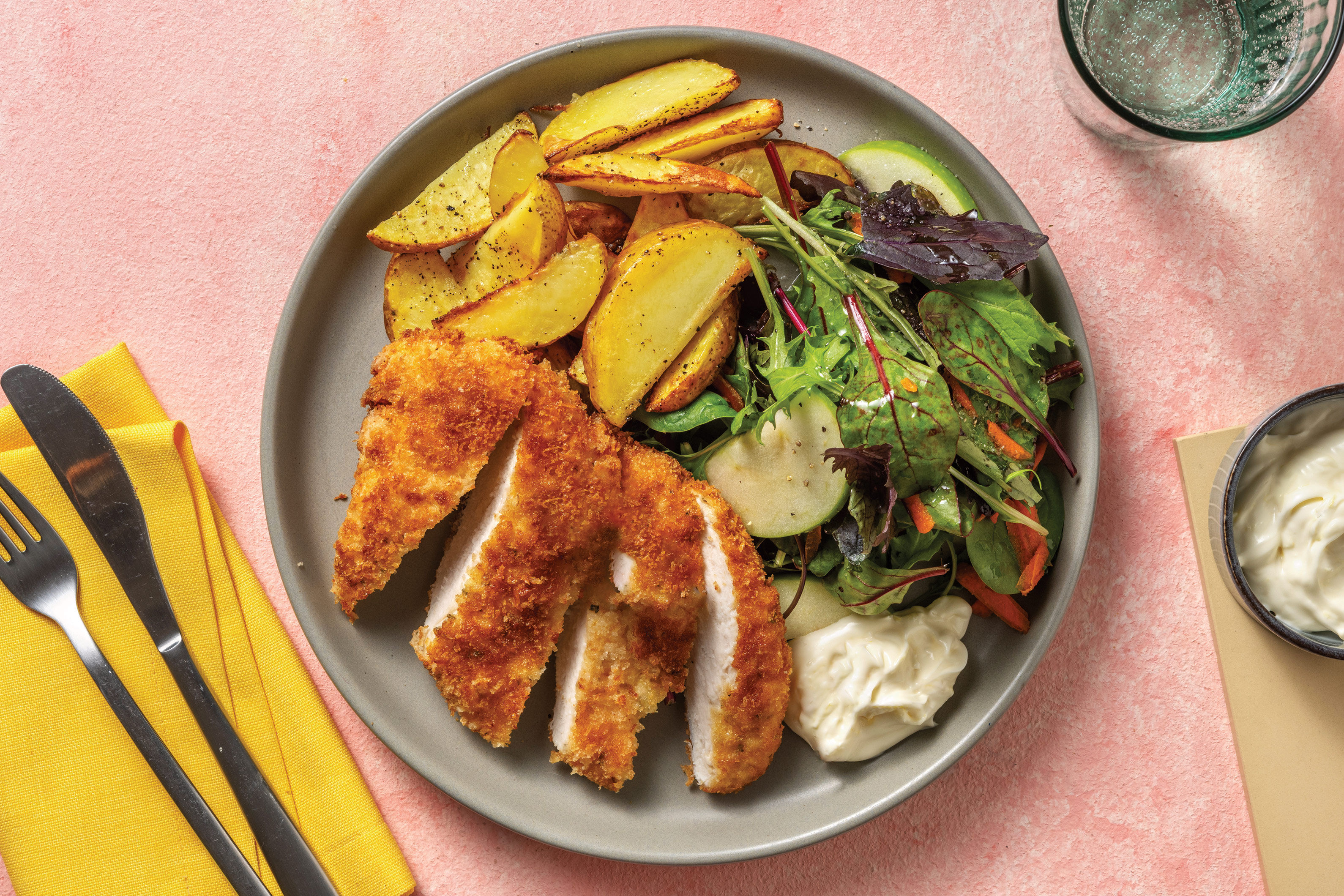 Crumbed Chicken & Potato Wedges Recipe HelloFresh
