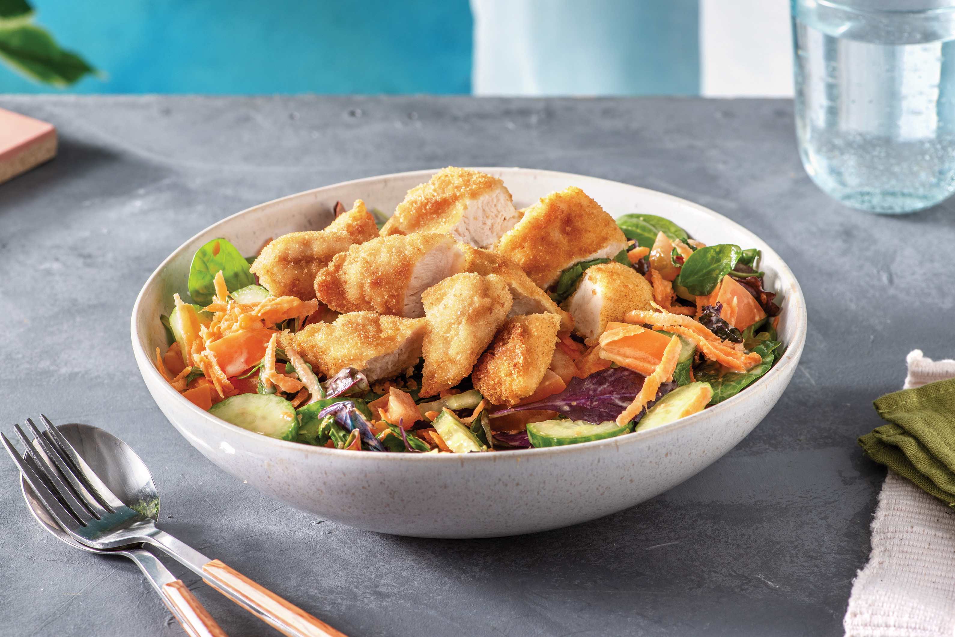 Crumbed Chicken Salad with Creamy Herb Dressing Recipe HelloFresh