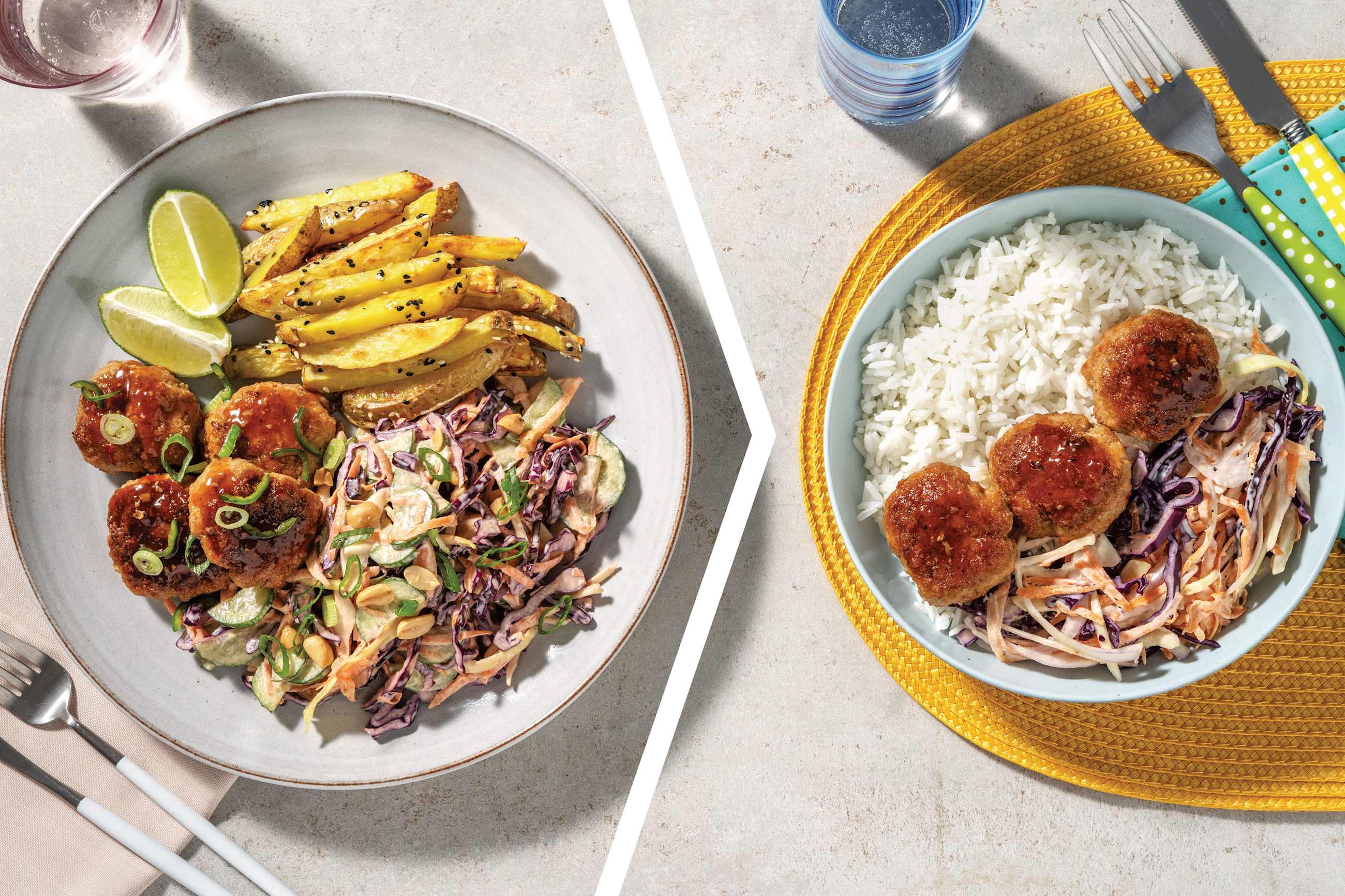 Dinner - Sweet Chilli-Glazed Pork Rissoles & Sesame Fries Recipe ...