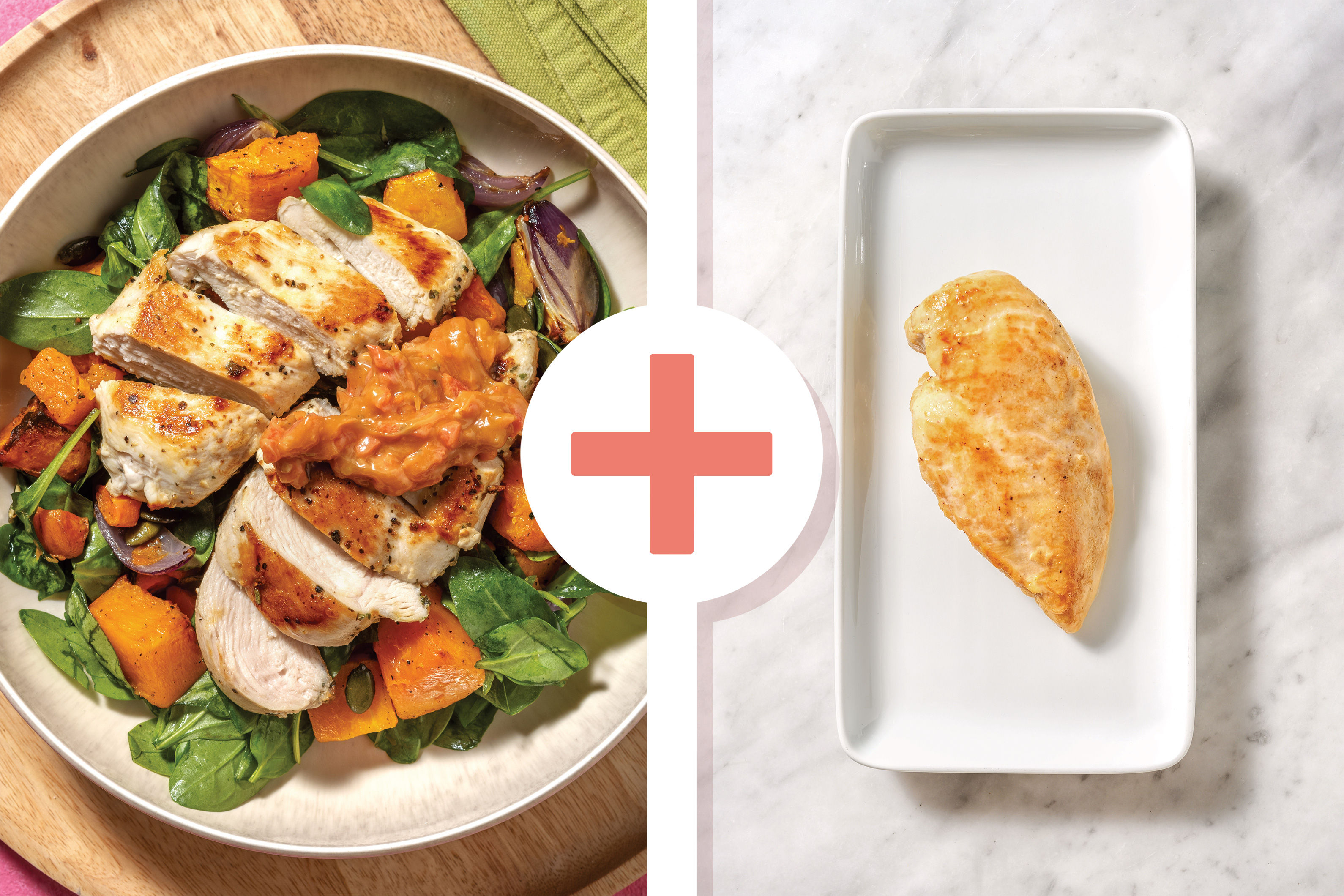 Double Herby Chicken & Rainbow Veggie Toss Recipe HelloFresh