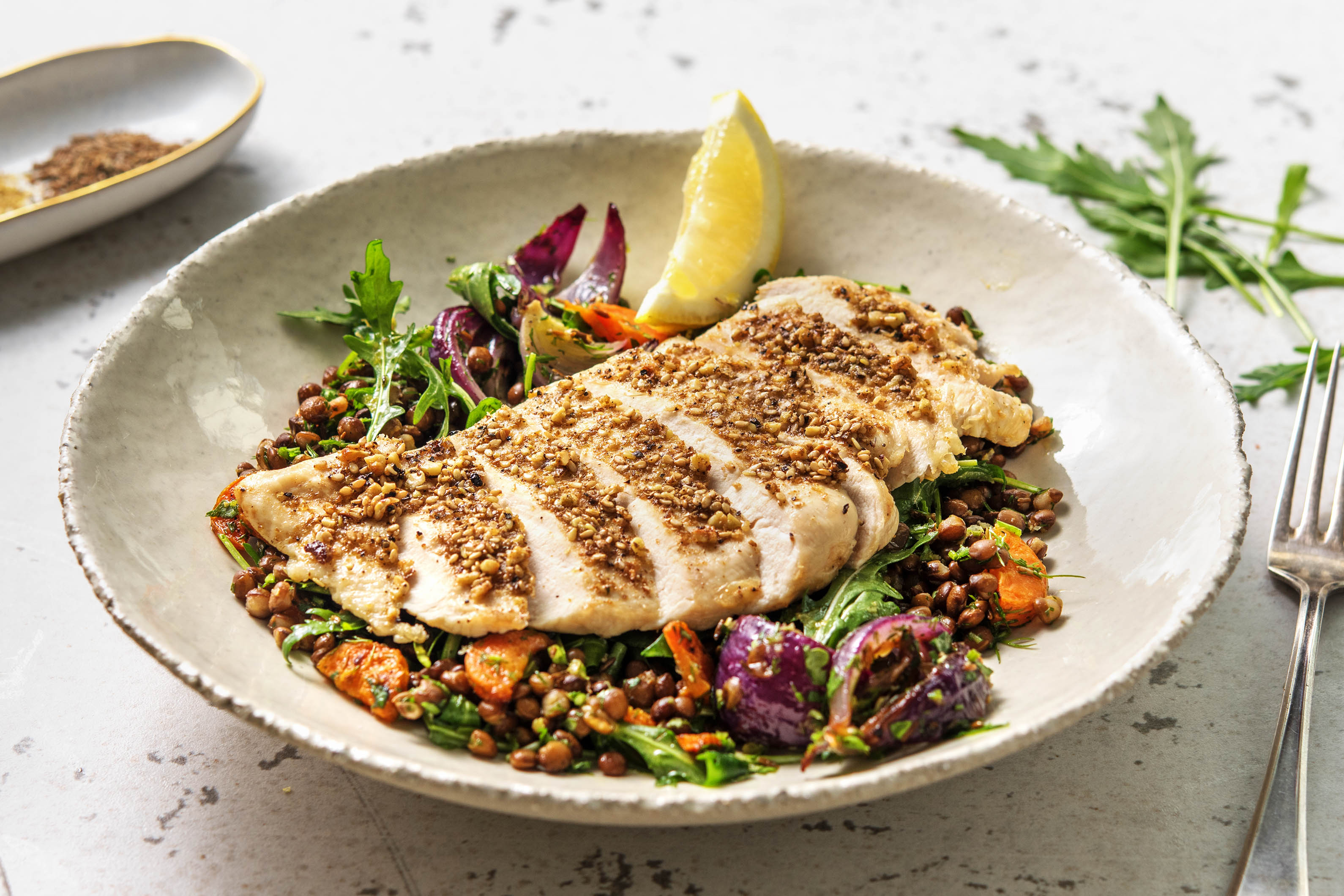 Chicken with Lentil Salad and Carrot Recipe | HelloFresh
