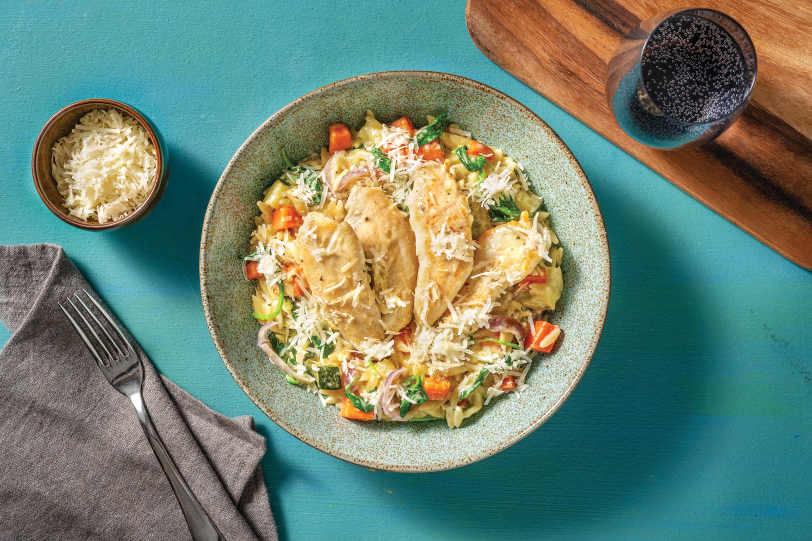 Easy Creamy Chicken &amp; Risoni Traybake Recipe | HelloFresh