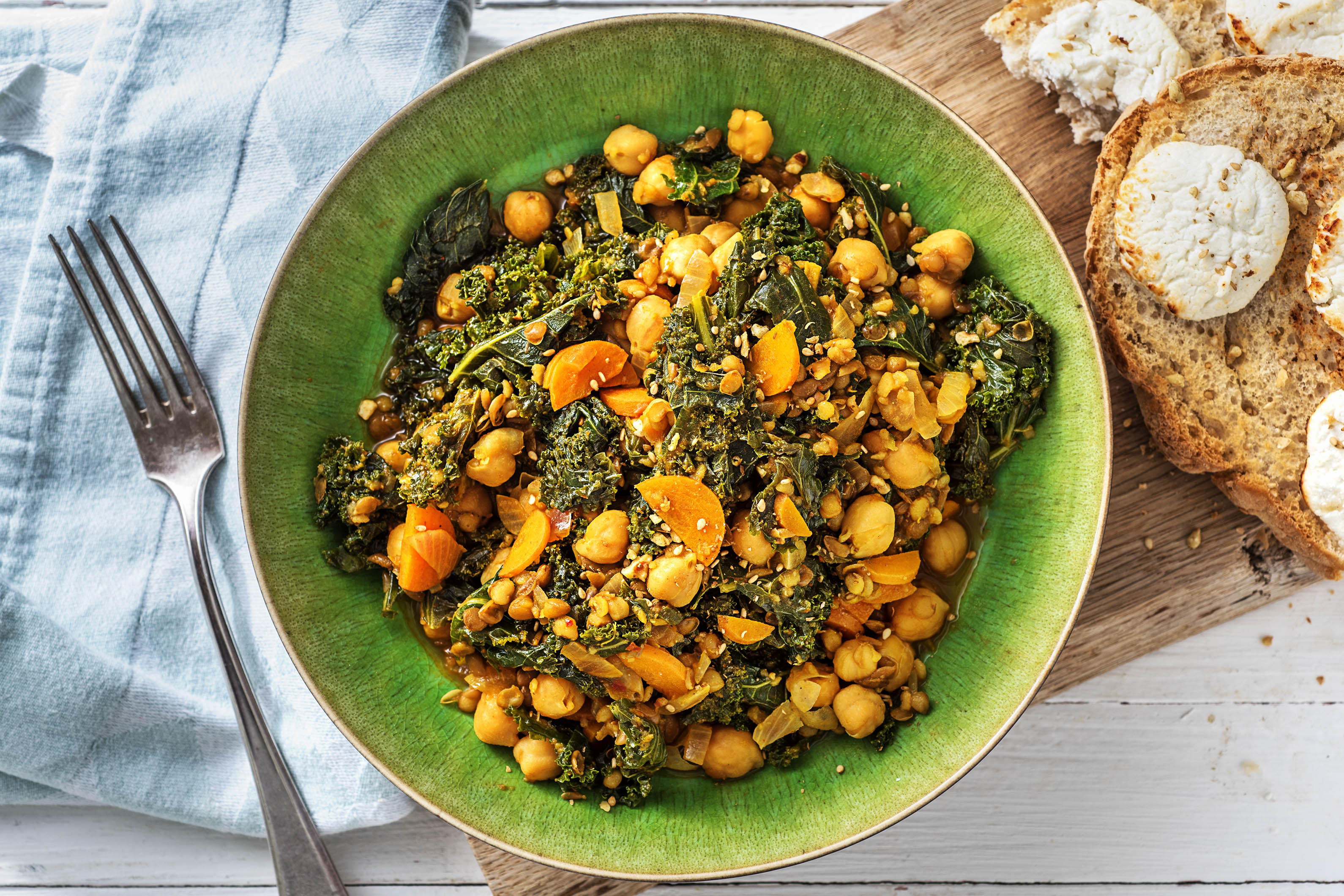 Lentils with Dukkah and Cheese Toast Recipe HelloFresh