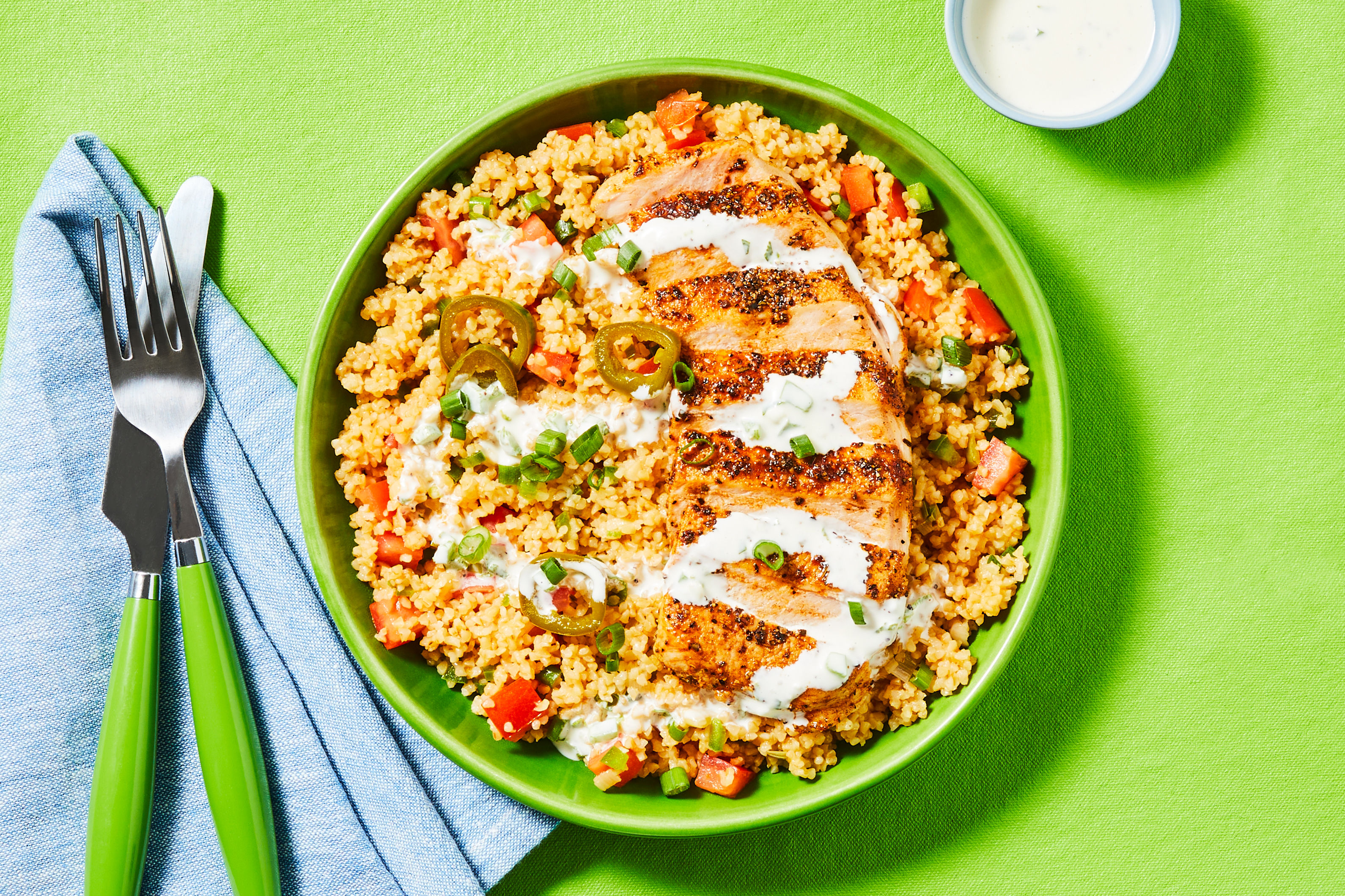 Fajita Spiced Chicken Bulgur Bowls