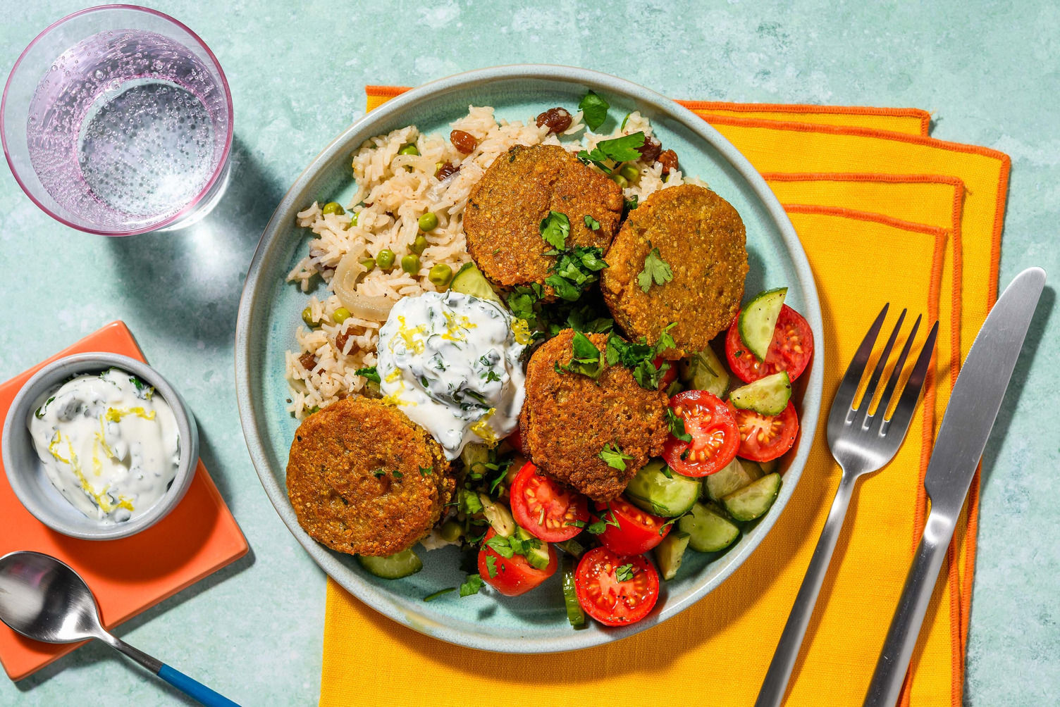 Crispy Falafel on Jewelled Pilaf Recipe HelloFresh